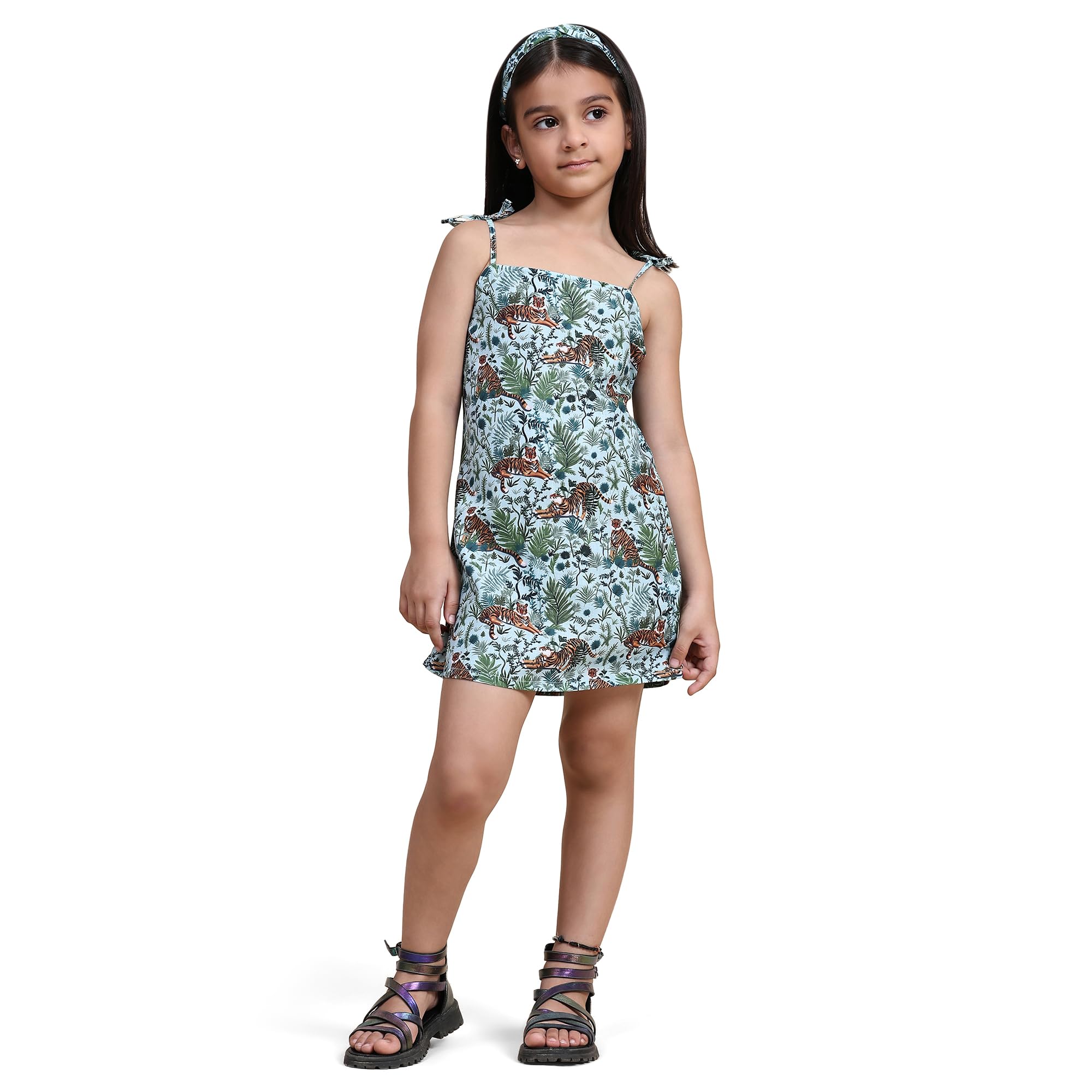 FUNNY BONES CLOTHINGS Casual Printed Sleeveless Kids Frock