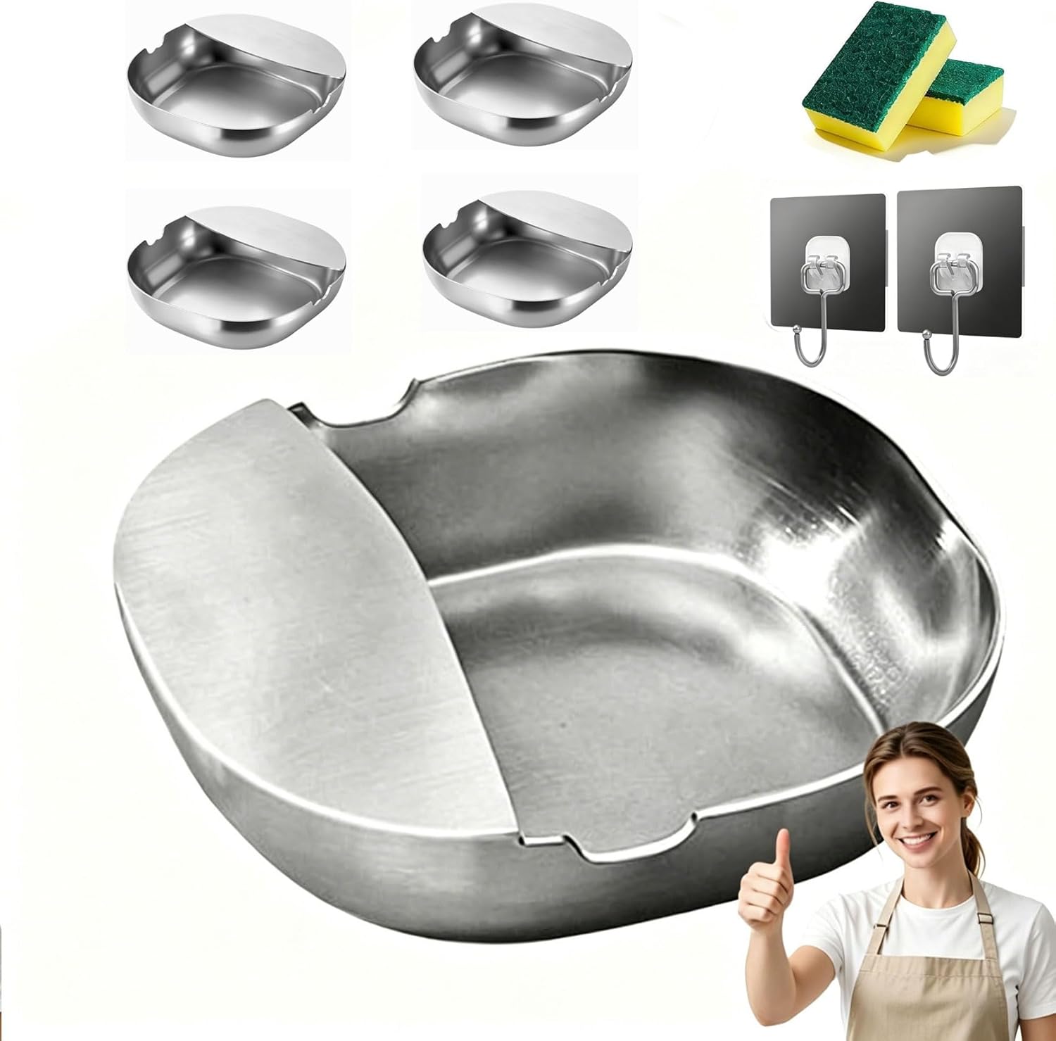 304 Stainless Steel Spoon Rest for Kitchen Countertop, Rust-Proof, Drip-Catching & Space-Saving Kitchen Must-Have,for Spatulas, Snack Containers (3Pcs)