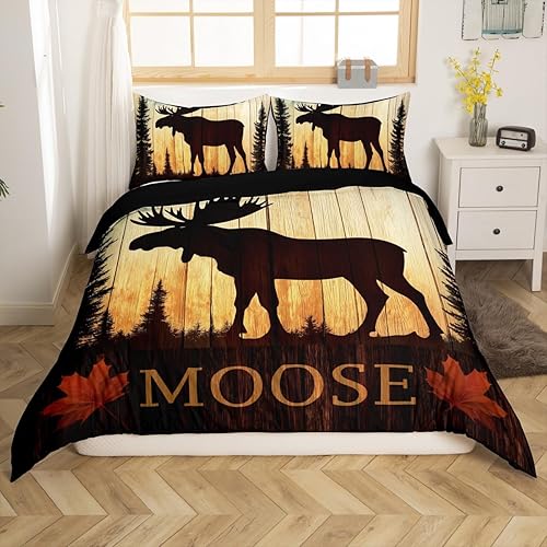 Miniatura 70 de Juego de ropa de cama de caza de ciervos, decoración de granja, pato, reno, oso, animales del bosque, vida silvestre, funda de edredón Queen