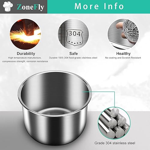 Miniatura 6 de ZoneFly Olla interior de acero inoxidable compatible con olla instantánea de 6 cuartos de galón, olla de cocina original para olla de repuesto