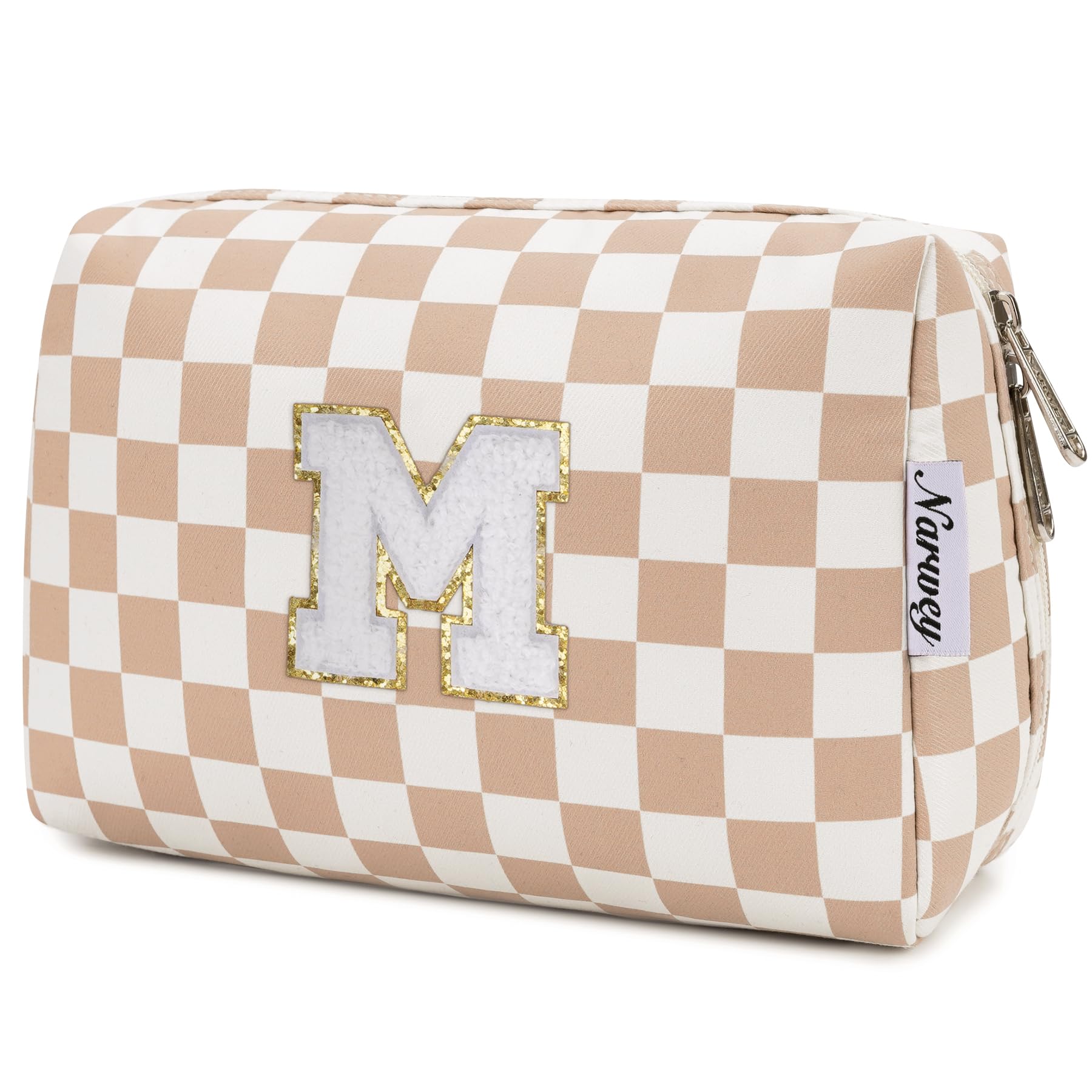 Narwey Birthday Gifts for Women Girls, Initial Makeup Bag for Bridesmaid Teacher Sister Friend Daughter Graduation Gifts, Personalized Monogram