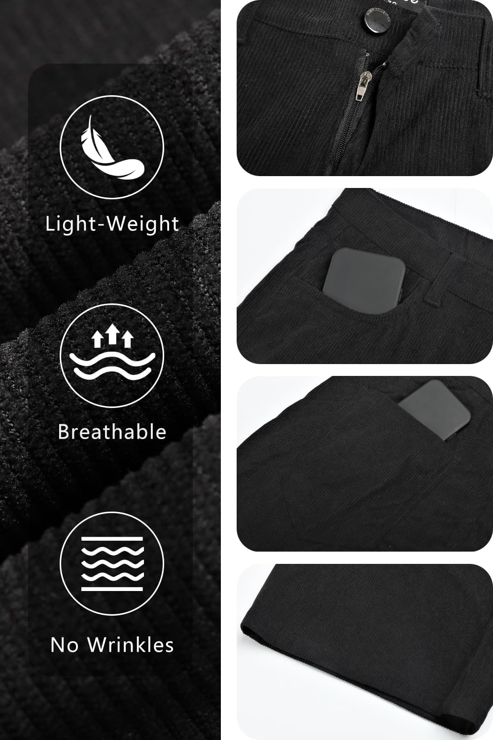 Heyfanee Men's Baggy Corduroy Shorts Loose Fit Lightweight Shorts for Men Below Knee 15 Inch Inseam - Image 4