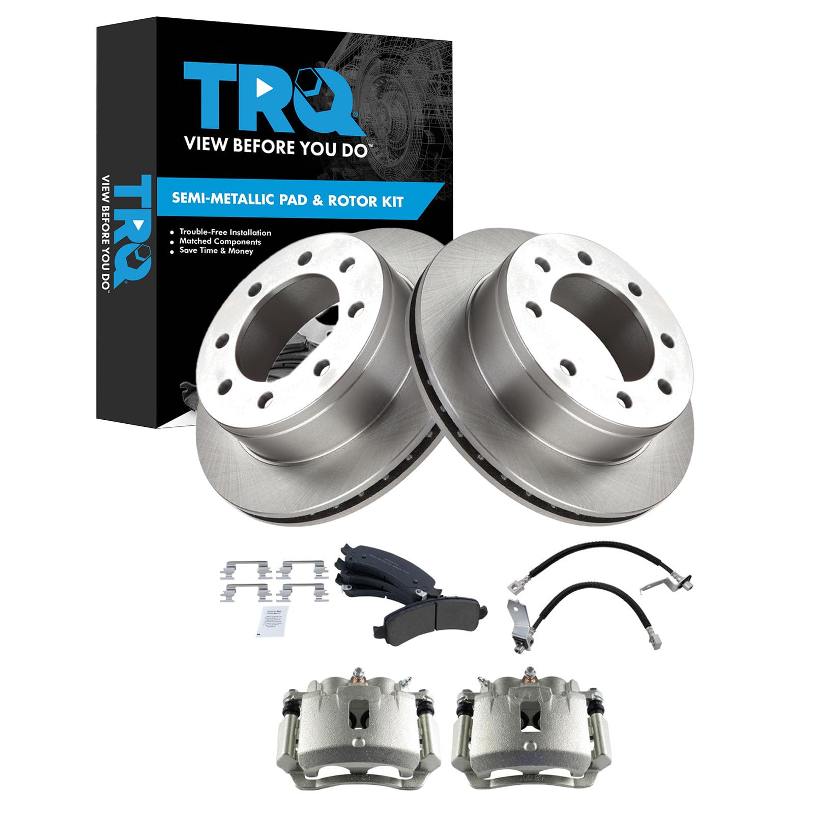 TRQ Rear Brake Pad &amp; Rotor Kit Semi-Metallic