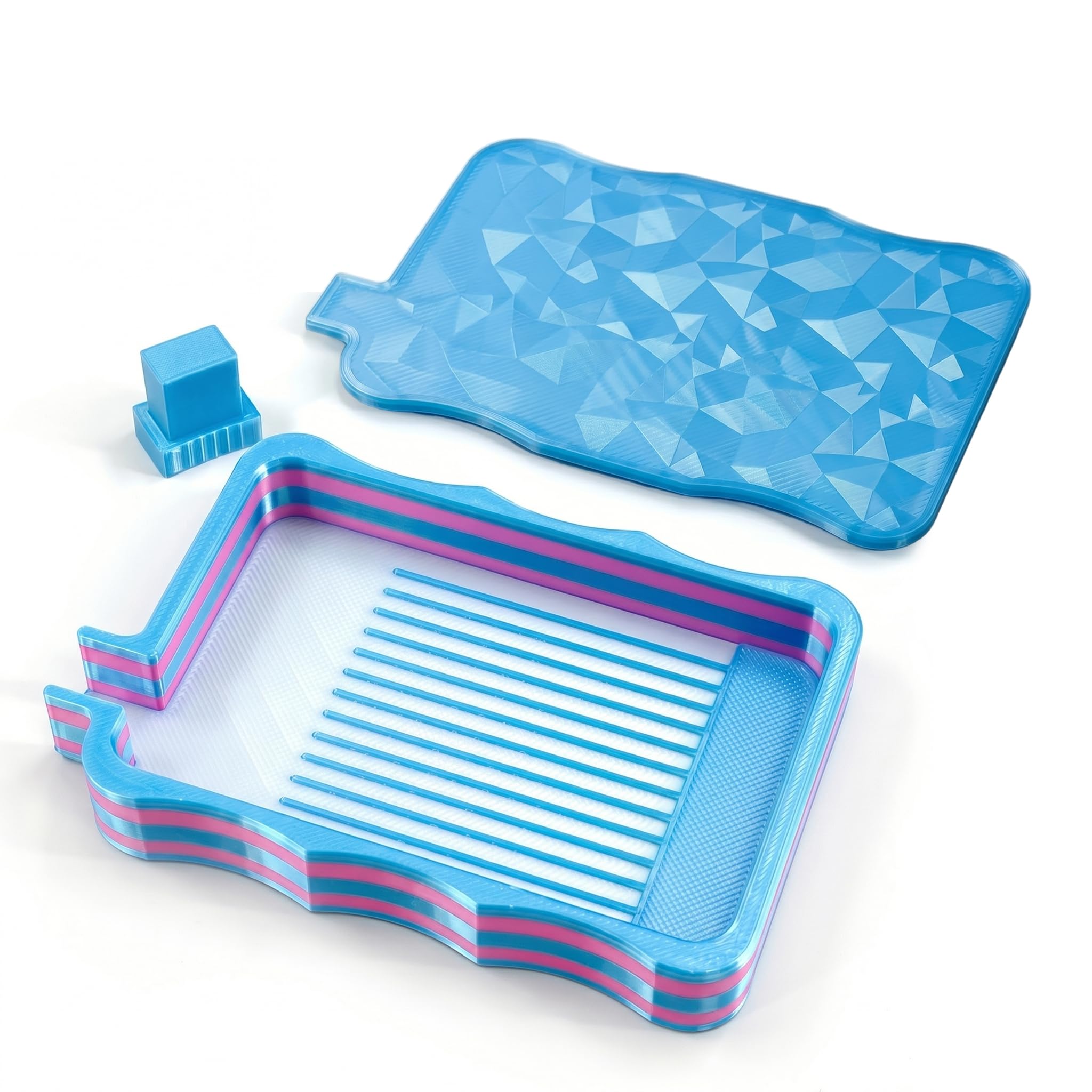 Xdyyjrasa Diamond Art Tray - Layered Rhinestone Sorting Tray, Sandwich Design Bead Sorting with Non-Slip Texture, Stackable(Blue)