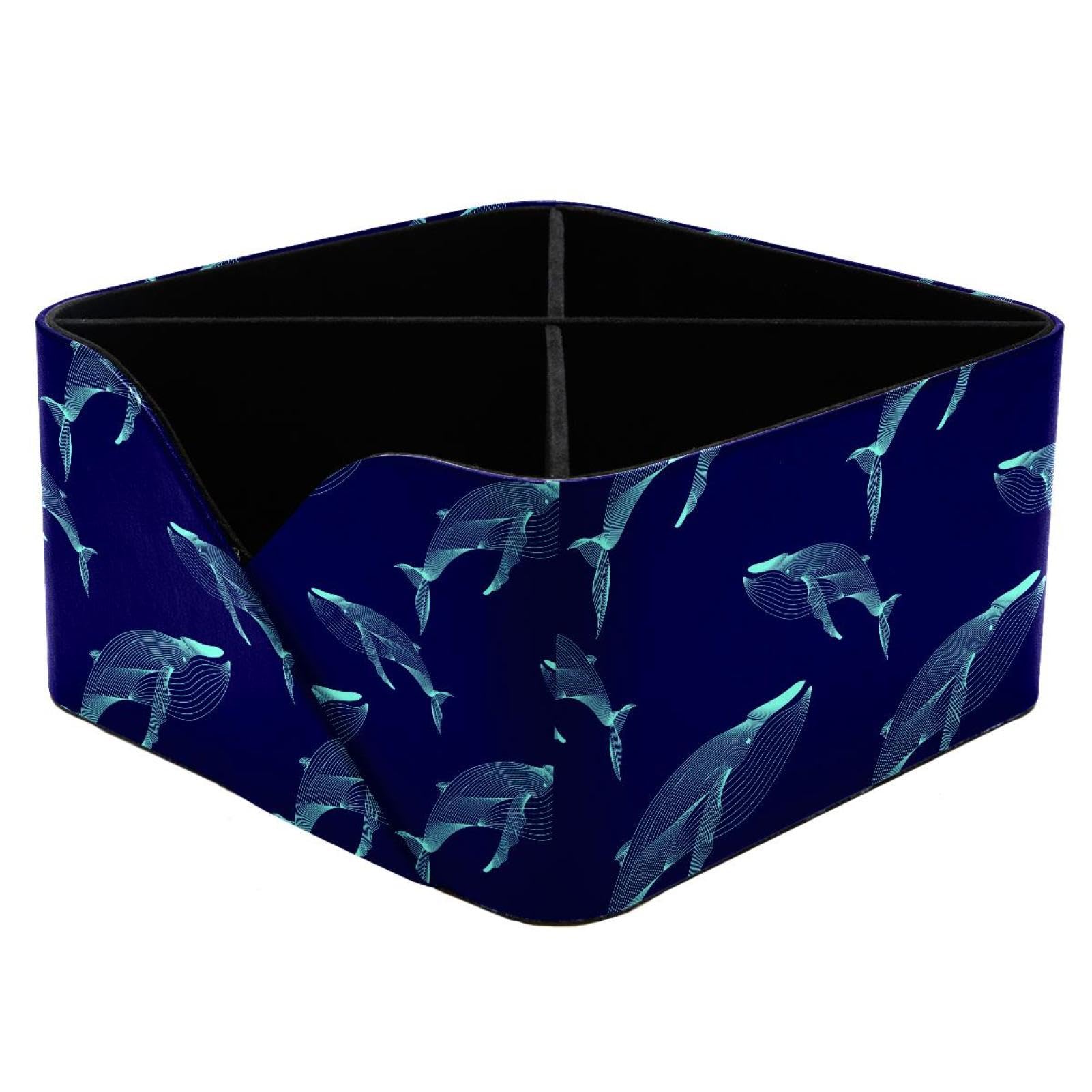 KengjuTesu Whales Marine Animal Pattern Desktop Organizer Pen Holder, Rectangular Pencil Cup for Office, Study and Makeup Stations