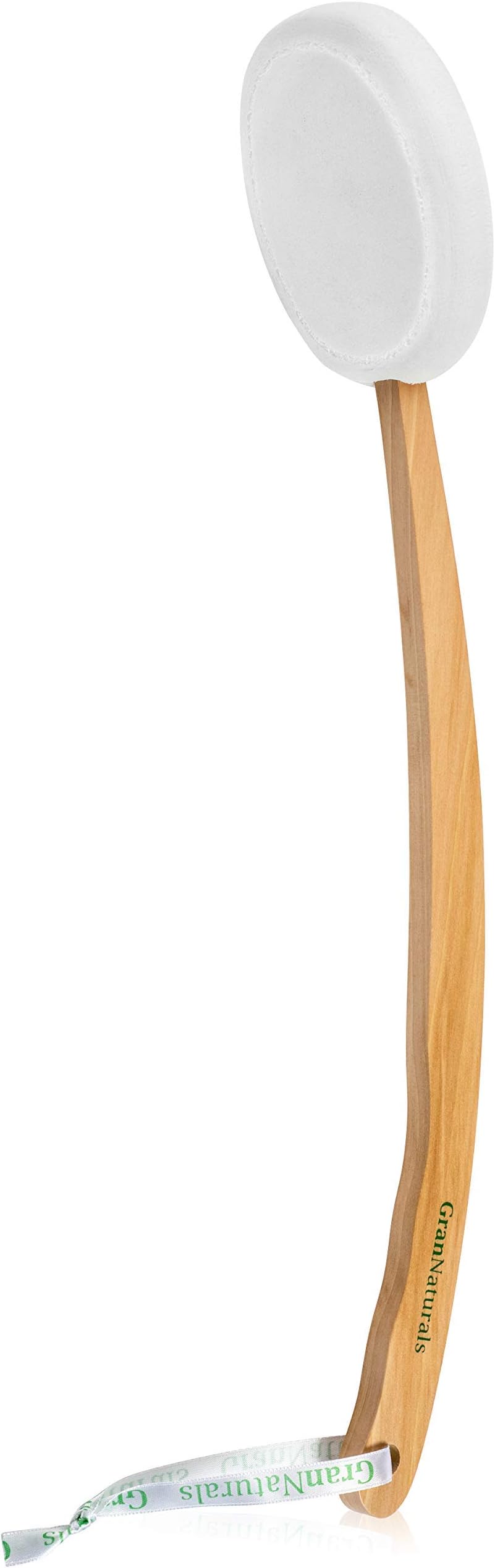 Lotion Applicator for Your Back, Legs, Feet - Sunscreen Applicator - Long Curved Easy Reach Wooden Handle Body Brush for Suntan, Sunless Self-Tanning, Skin Cream, Acne, Body Wash - Elderly Aid