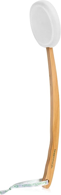 GranNaturals Escova corporal com cabo curvo de madeira e almofada aplicadora 43,18 cm x 8,89 cm