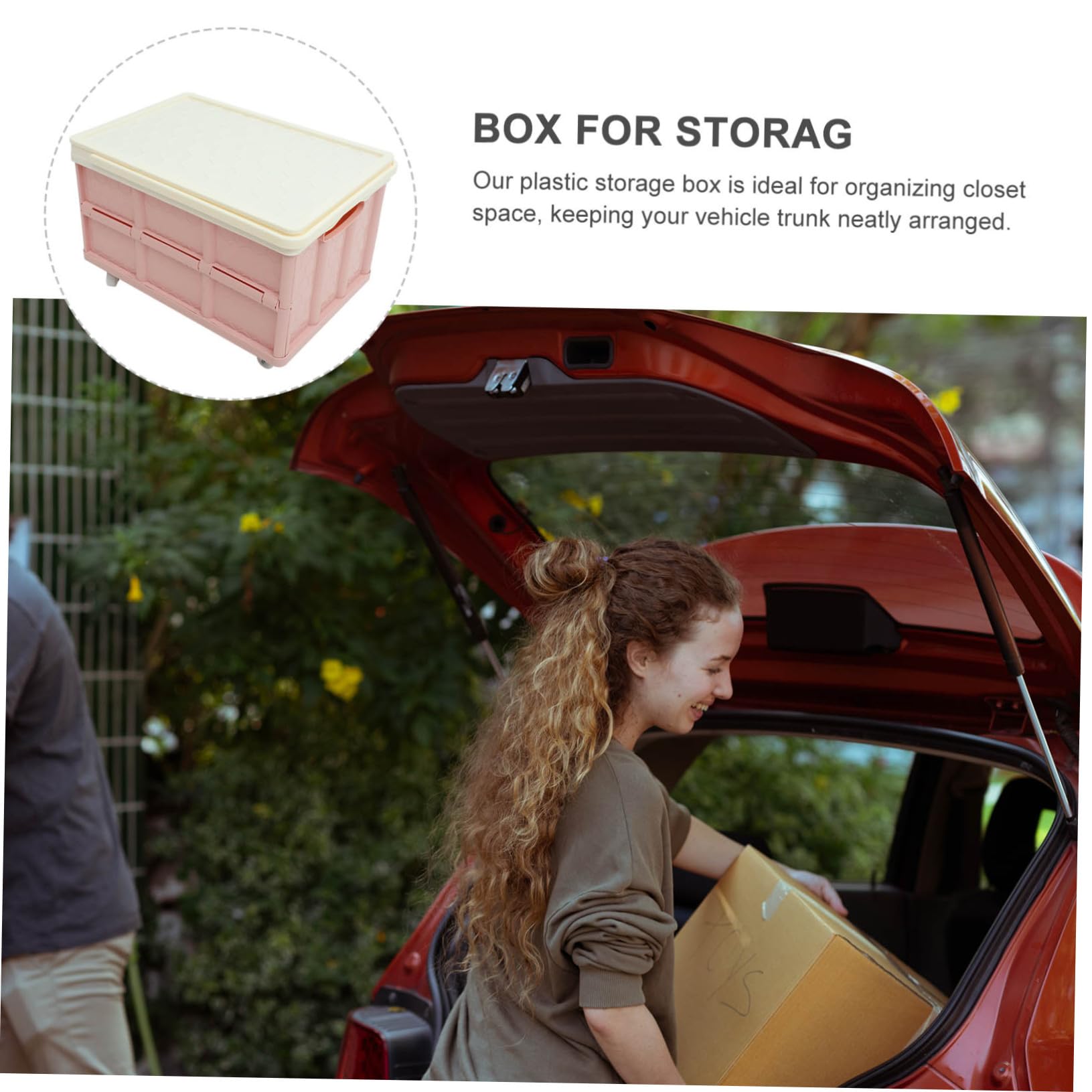 Caisse de Rangement Pliable à Roulettes, Grand Modèle en Plastique Rose