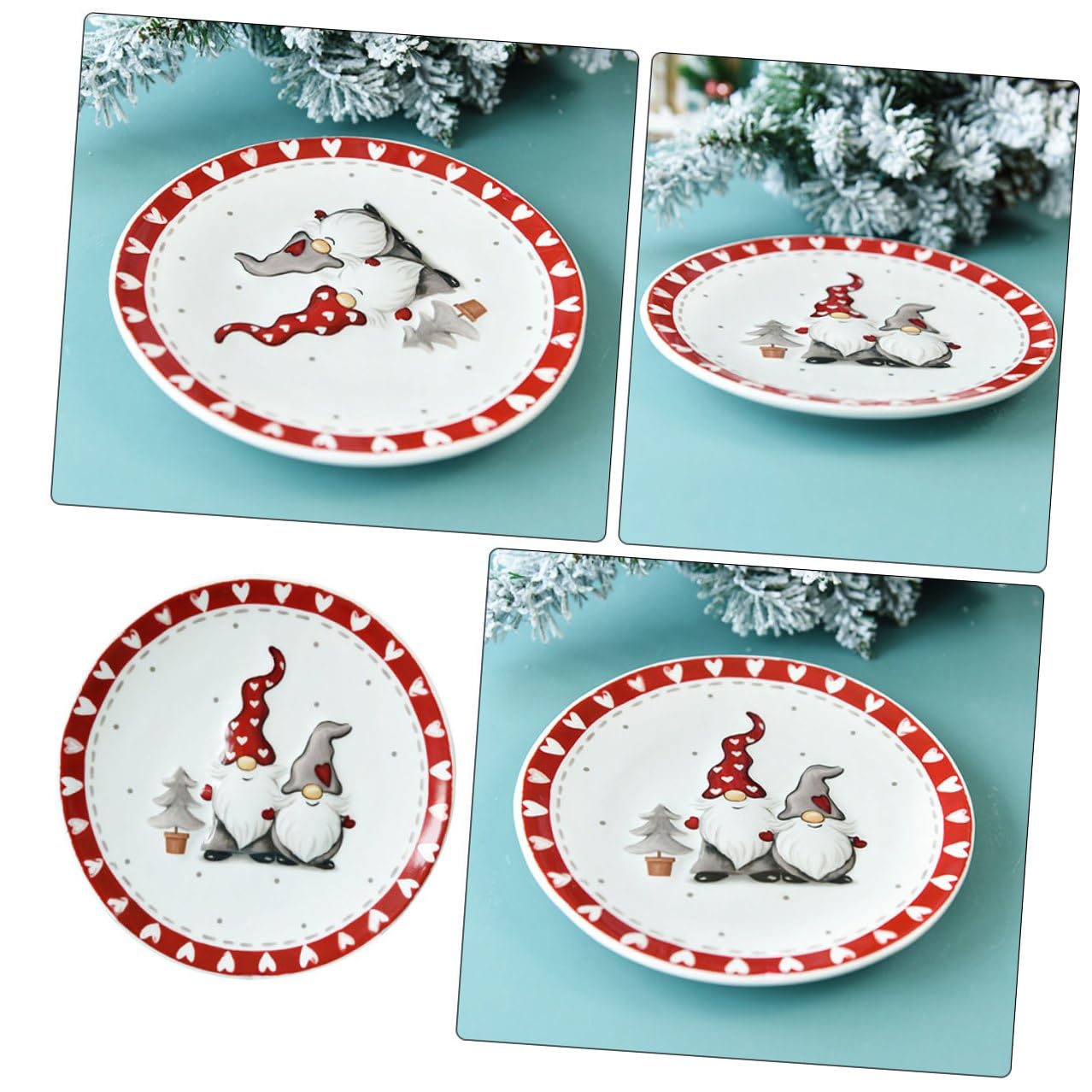 2 Piezas Plato de Porcelana para Aperitivos y Frutas Bandeja Decorativa Navideña Ligera y Versátil para Servir Casa Diseño para Postres y Ensaladas
