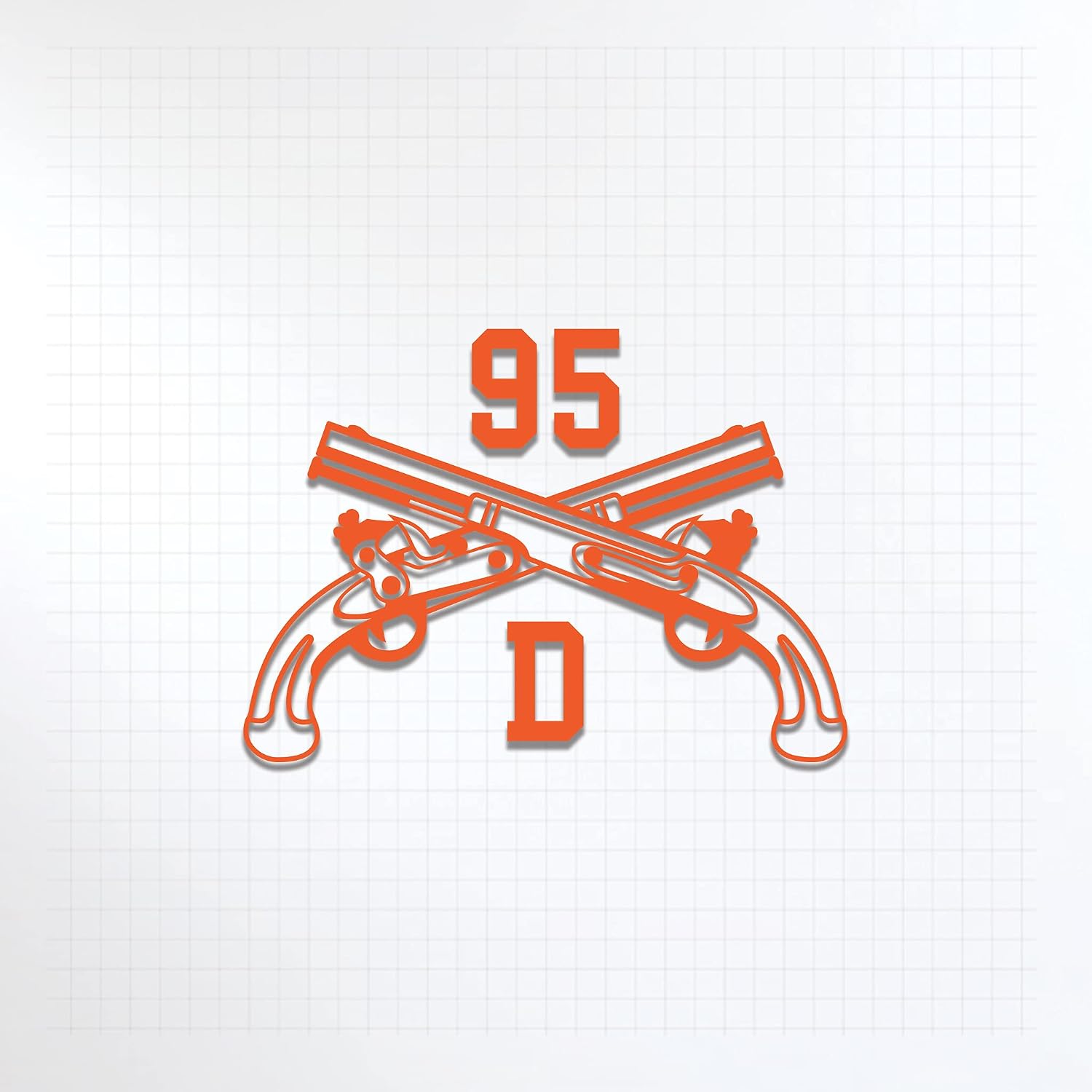 10-Pack 95D CID Special Agent MP Crossed Pistols Vinyl Decal (Orange)