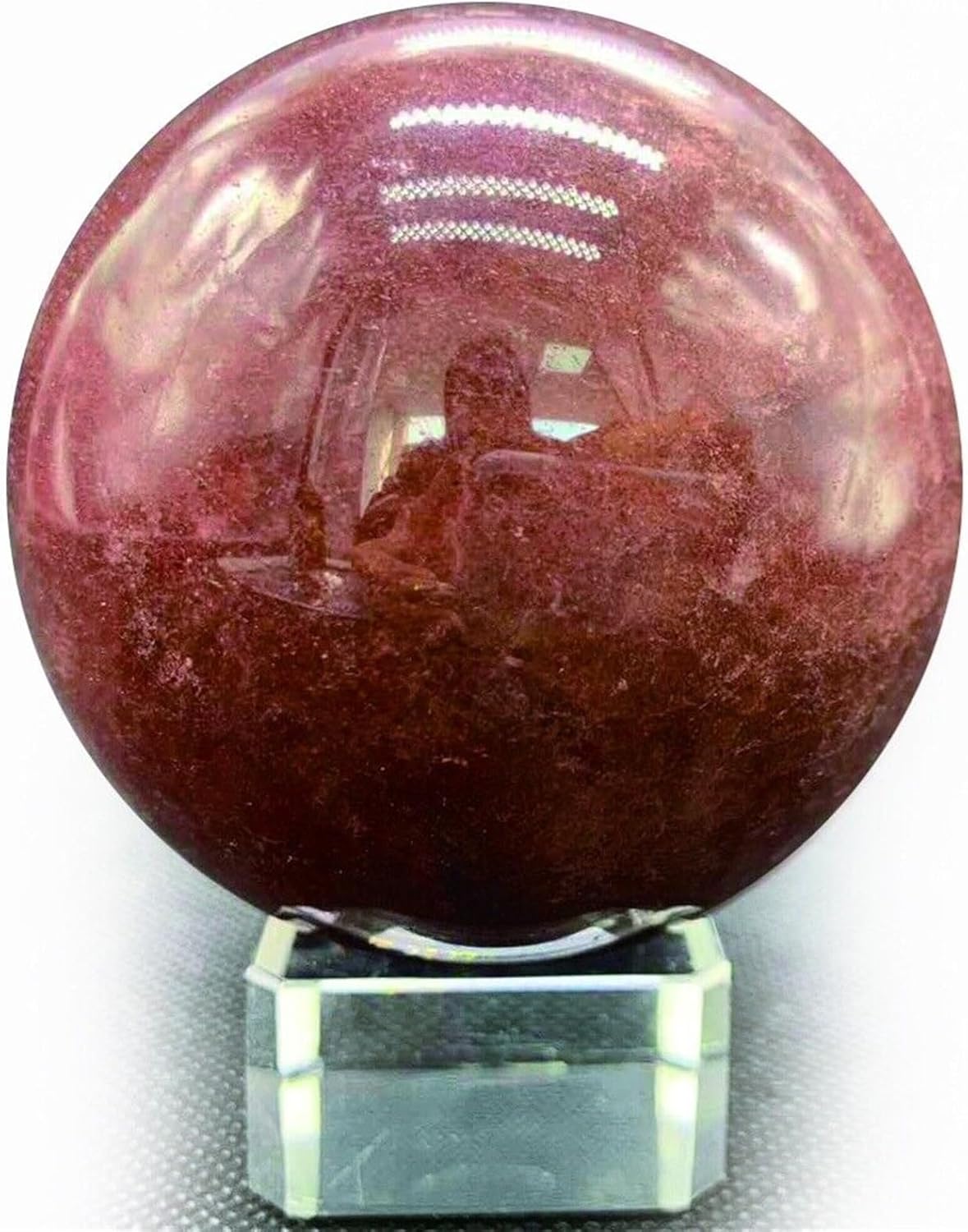 Strawberry Quartz Crystal Ball Home Decoration Stone Cutting Polishing Ball Ornaments (Size : 1.3-1.5kg)