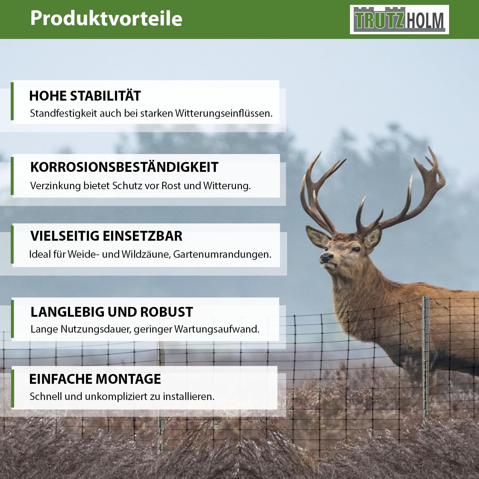 TRUTZHOLM 10x Z-Profil Zaunpfosten 250 cm feuerverzinkt Zaunpfähle 1,5 mm Stärke gestanzte Haken Forstprofil