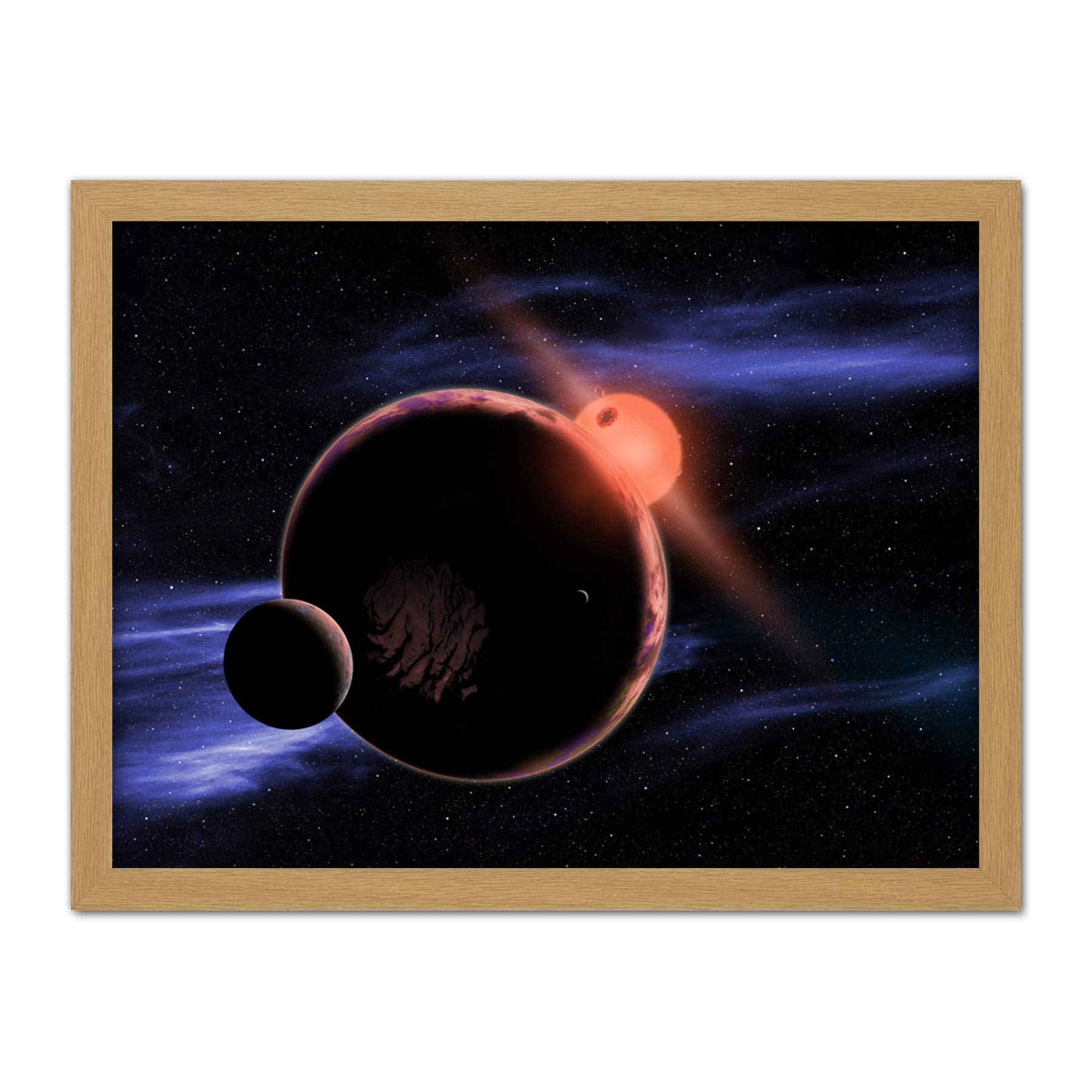 Space NASA Red Dwarf Planet Concept Illustration Artwork Framed Wall Art Print 18X24 Inch