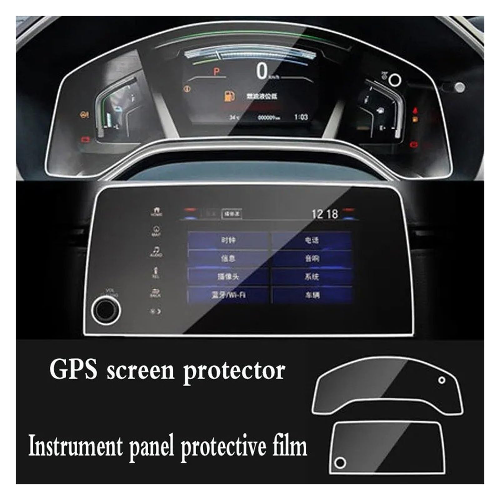 Navigationsbildschirm-Schutzfolie Aus Stahl 2017–2020 Für CR-V 5. Konsole Mit LCD-Aufkleber Für Fahrzeug-Styling Gehärtetes Displayschutzfolie(GPS and instrument)