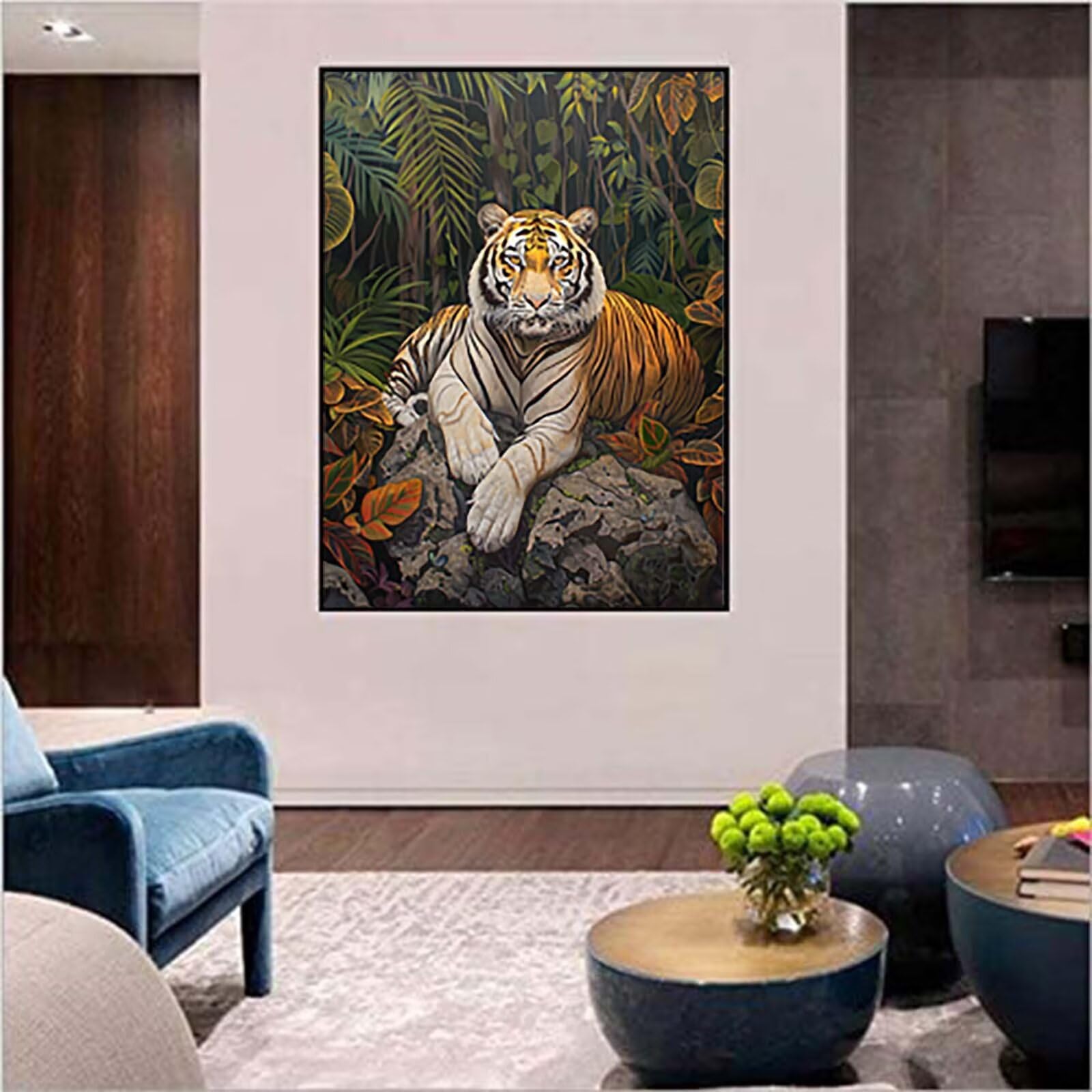 Tigre Diamond Painting Adulti 100x130cm, 5D Diamond Painting Kit 5-1321 | Pianta DIY Disegni con Perline da Attaccare, Kit Pittura Adulti, Diamantini Crystal Art, Decorazioni Casa Regalo Donna