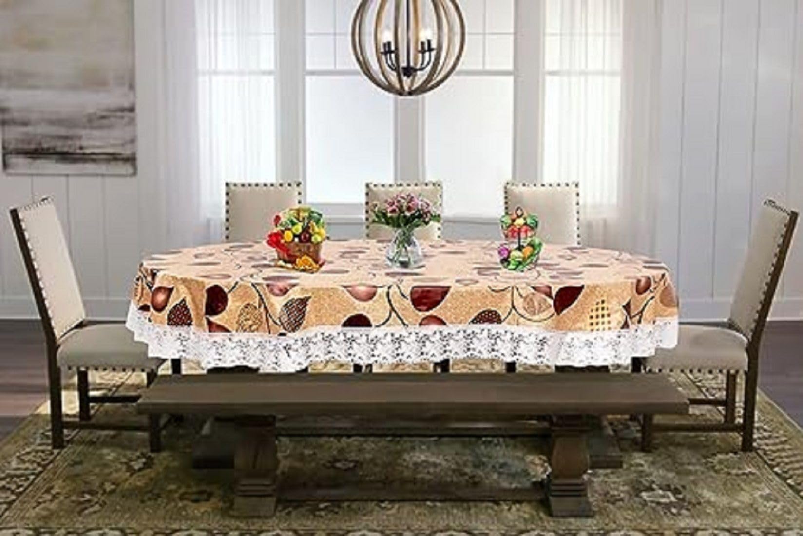 Printed PVC 6-Seater Dining Table Cover (Size- 60X90 Oval Brown Bella) | Printed PVC 6-Seater Dining Table Cover (Size- 60X90 Oval Brown Bella)-image-36