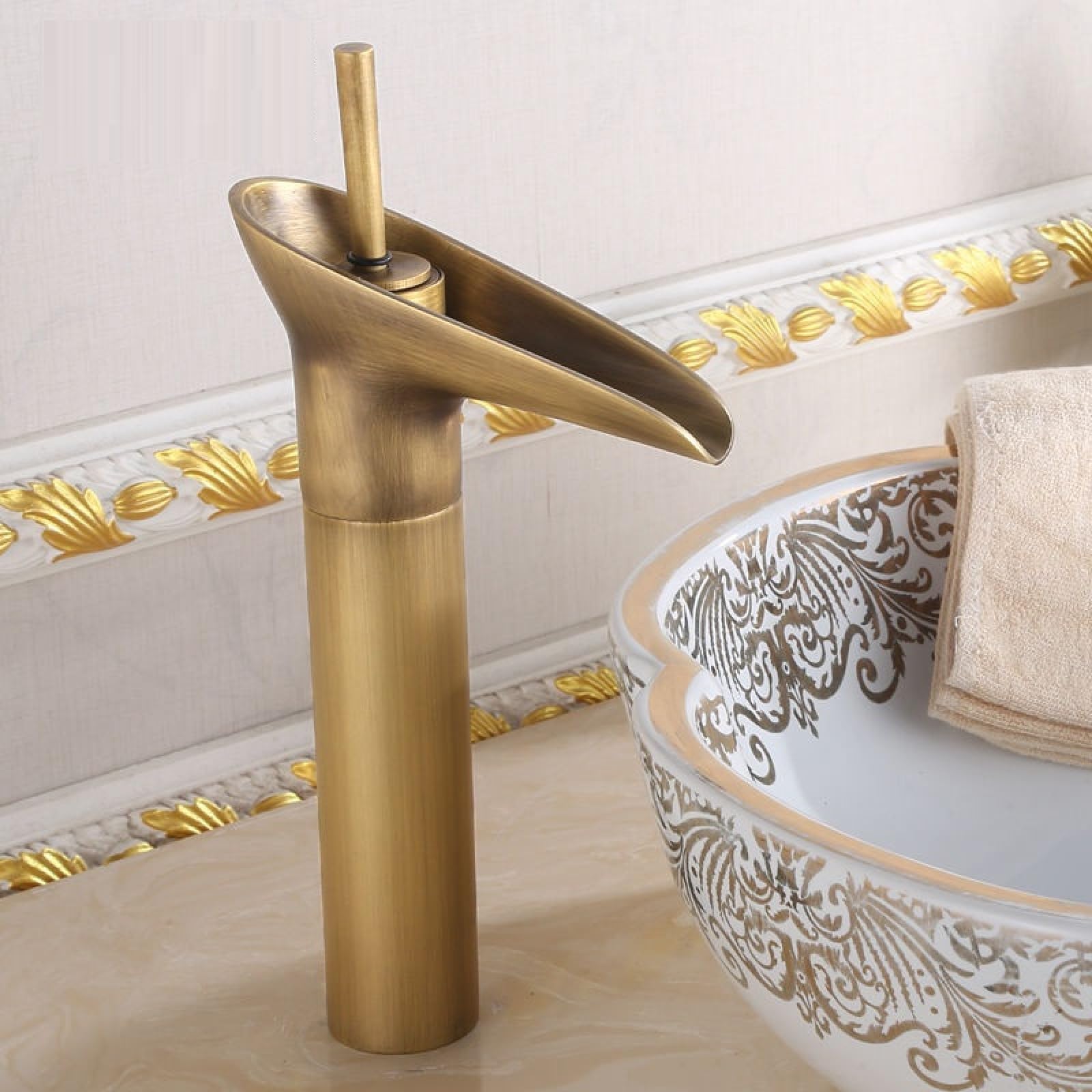 Rubinetto Antico Interamente In Rame Cascata Bicchiere Da Vino Piatto Da Tavolo Rubinetto Per Lavabo Rubinetto Caldo E Freddo Retro Lavaggio A Mano Lavaggio A Mano Bronzo Alto