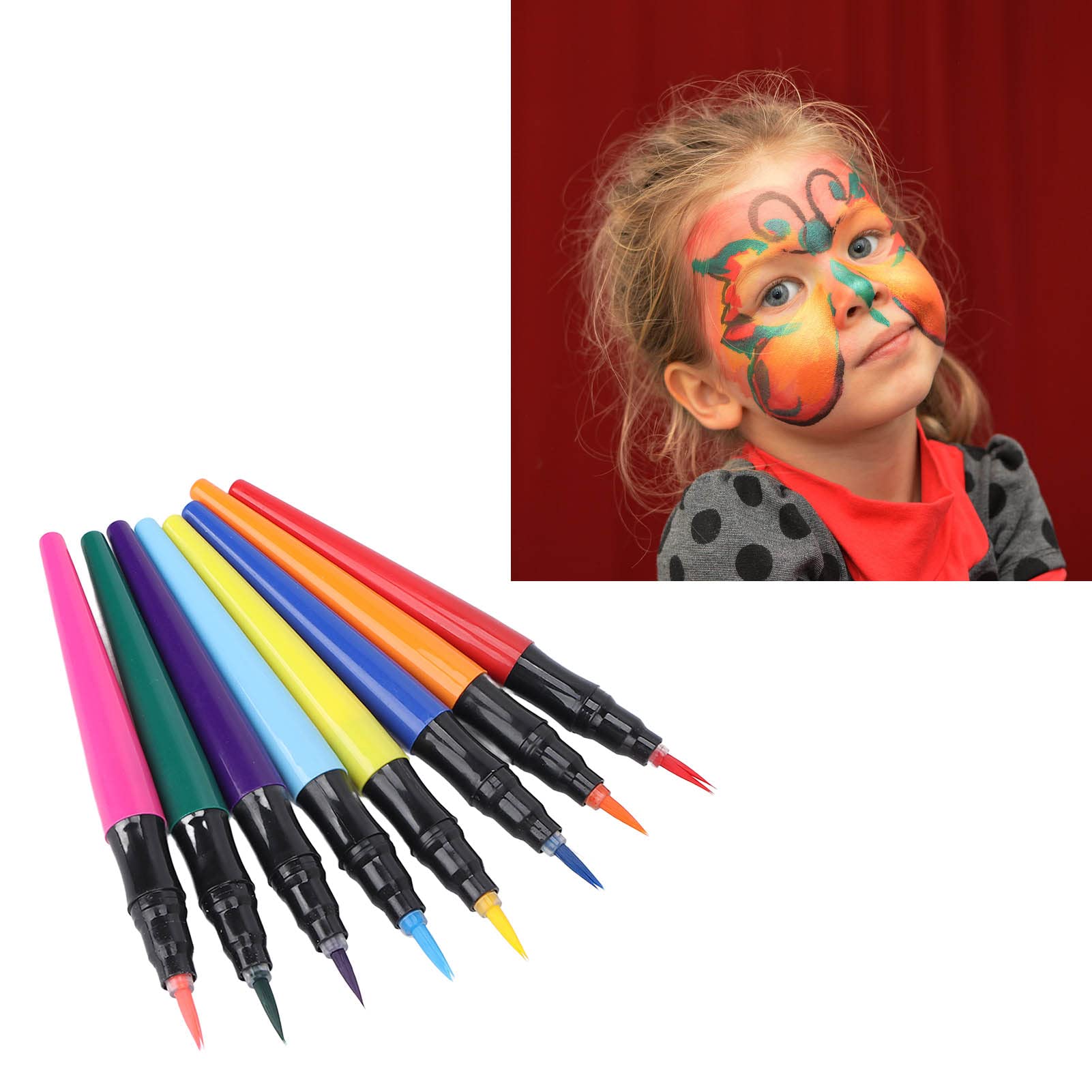 Juego De 8 Pinceles De Pintura Corporal – Plumas De Acuarela Para Maquillaje Facial, Halloween Y Fiestas, No Tóxicas Y Fáciles De Lavar