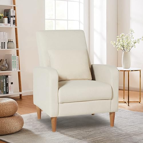 Miniatura 99 de COLAMY - Sillón moderno con cojín para sala de estar, sofá individual y auxiliar para ocio y lectura, tapizado en tela con patas de madera, color
