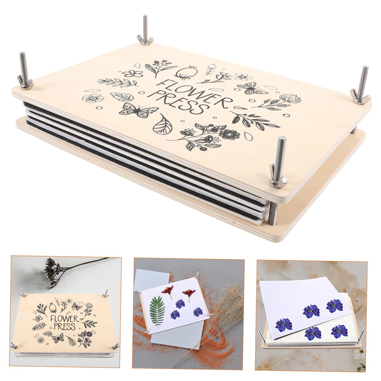 DOITOOL Kit Manualidades Prensado Flores DIY Prensa Plantas Resistente y Reutilizable Secado Uniforme para Tarjetas Scrapbooking Bodas y Arte Natural Herramienta para Amantes Plantas y