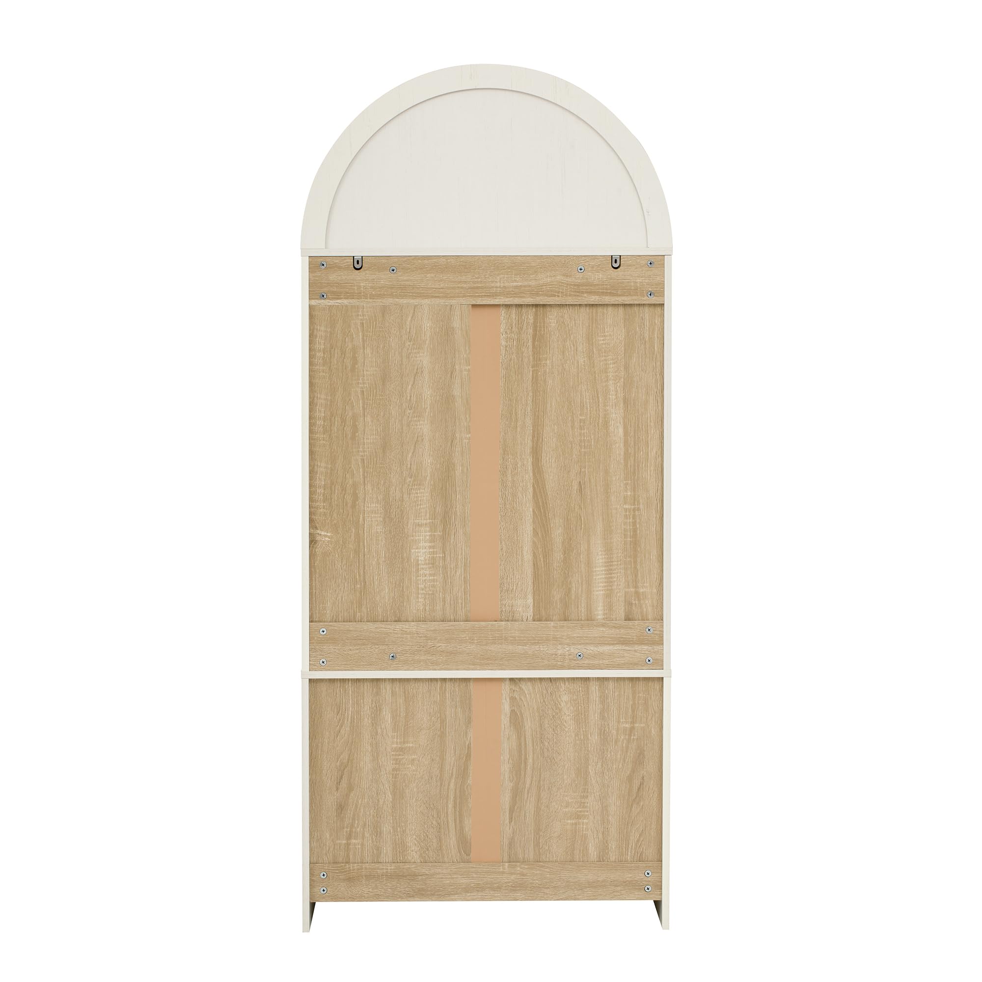 Armadietto da cucina con ante in vetro e cassetti, design ad arco, per soggiorno e sala da pranzo, 76,2 x 40,1 x 180 cm, bianco