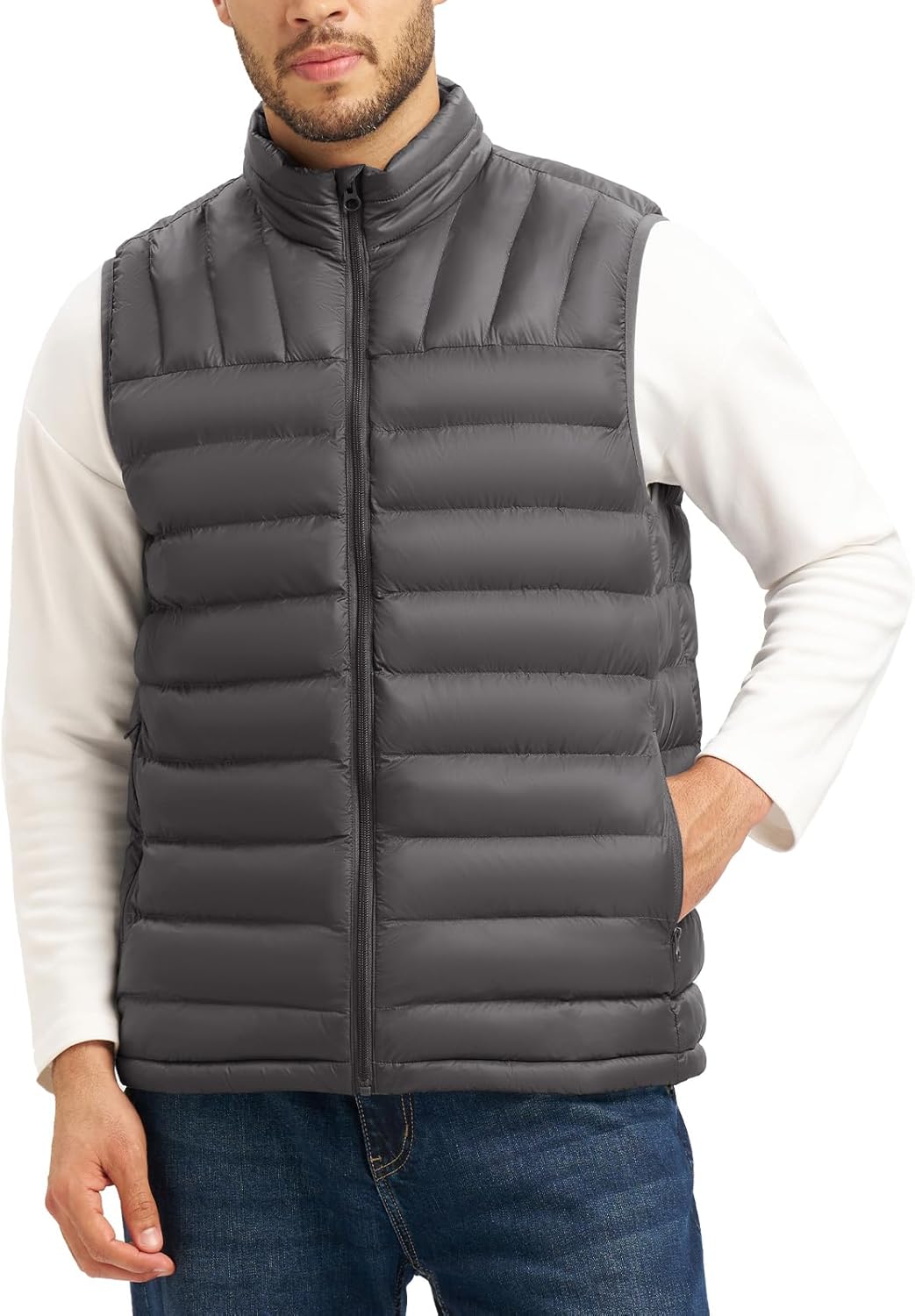 BGOWATU Men's Lightweight Packable Water-Repellent Puffer Vest Sleeveless Warm Jacket for Golf Hiking Casual Travel - Image 2