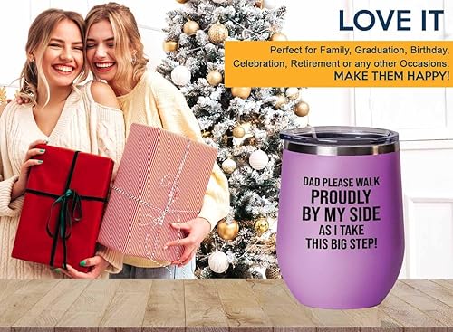 Miniatura 5 de Flairy Land Bride Proposal Pink Edition Wine Tumbler 12oz - Dad Walk Proudly By My Side - Proposal Gift For Dad Step Dad Grandpa Father Walk Down