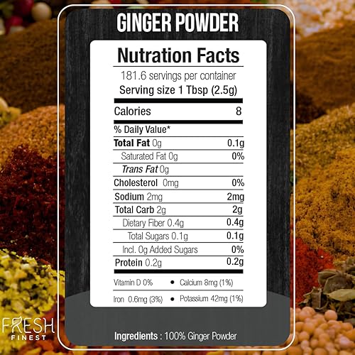Miniatura 8 de Fresh Finest Polvo de jengibre  16 oz (454 g)  Raíz de jengibre molido puro para beneficios culinarios y de salud, empaquetado en un recipiente