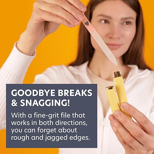 Miniatura 11 de Bona Fide Beauty, limas de uñas, cristal checo genuino, lima de uñas de vidrio cristalino con la manga plástica. dorado magenta