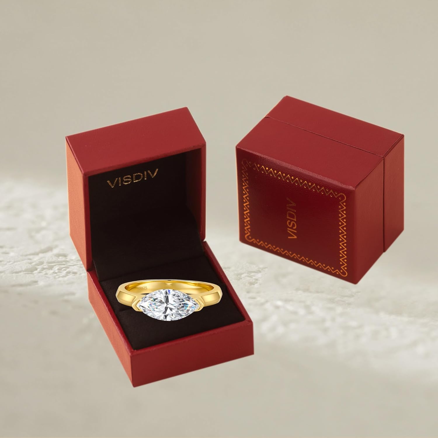 2CT Engagement Ring for Women Marquise Cut 925 Sterling Silver AAAAA Cubic Zirconia CZ Wedding Band Promise Ring For Women Solitaire Simulated Diamond Silver/Gold Size 5-10 - Image 7