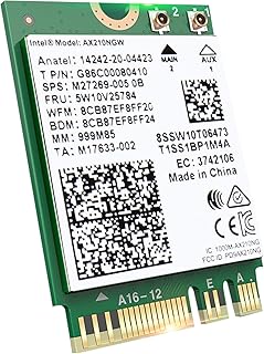 AX210NGW WiFi 6E Wireless Card for Laptop, Bluetooth 5.3, Wpa3, 6GHz Tri Band Wireless Module with MU-MIMO, OFDMA, Ultra-Low Latency, NGFF, Supports Windows 11/10 (64bit)