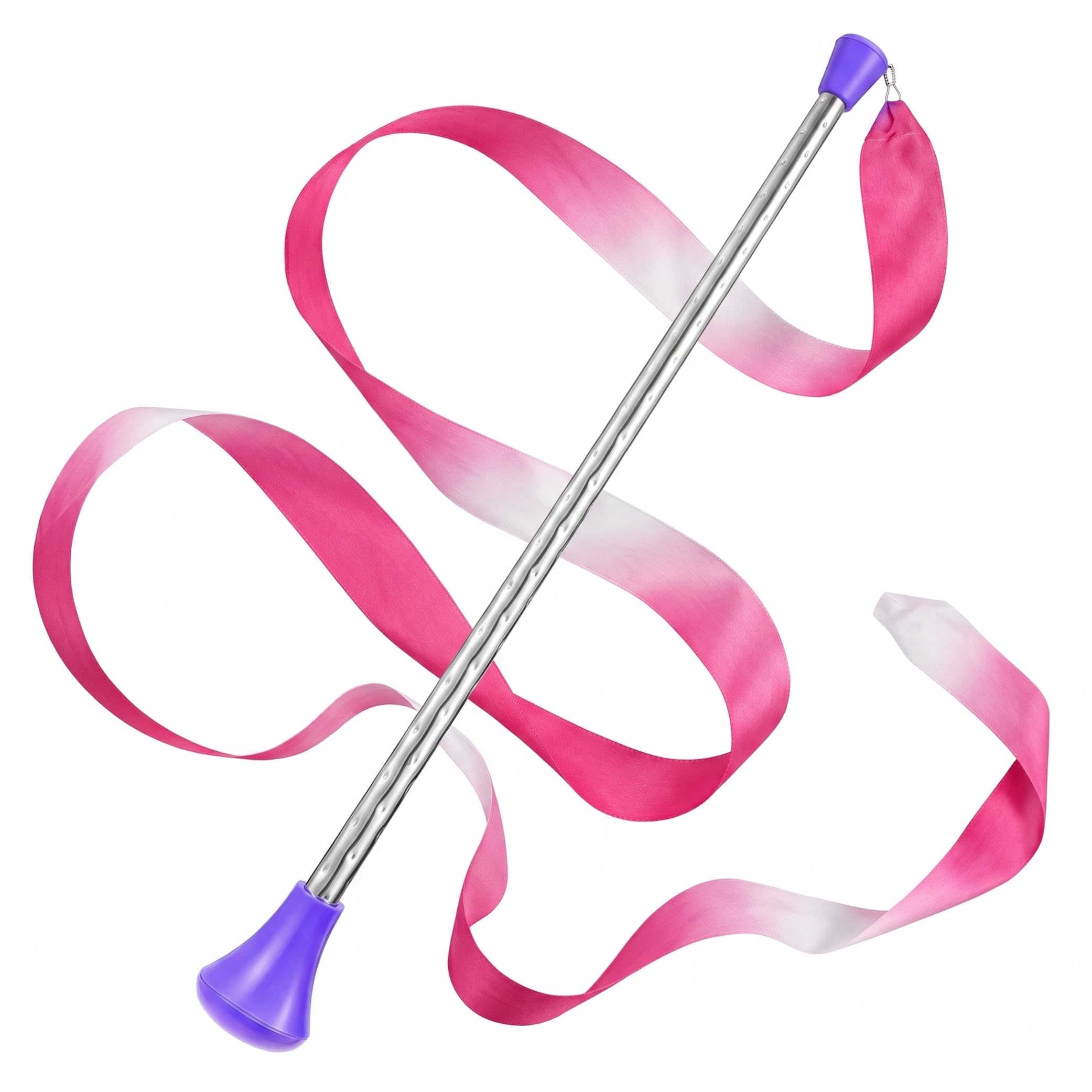 Ginwrek batons for twirling Twirling Baton, Stainless Steel Baton With 4m Dance Ribbon, Non-slip Handle, Purple (ribbon Color Random)