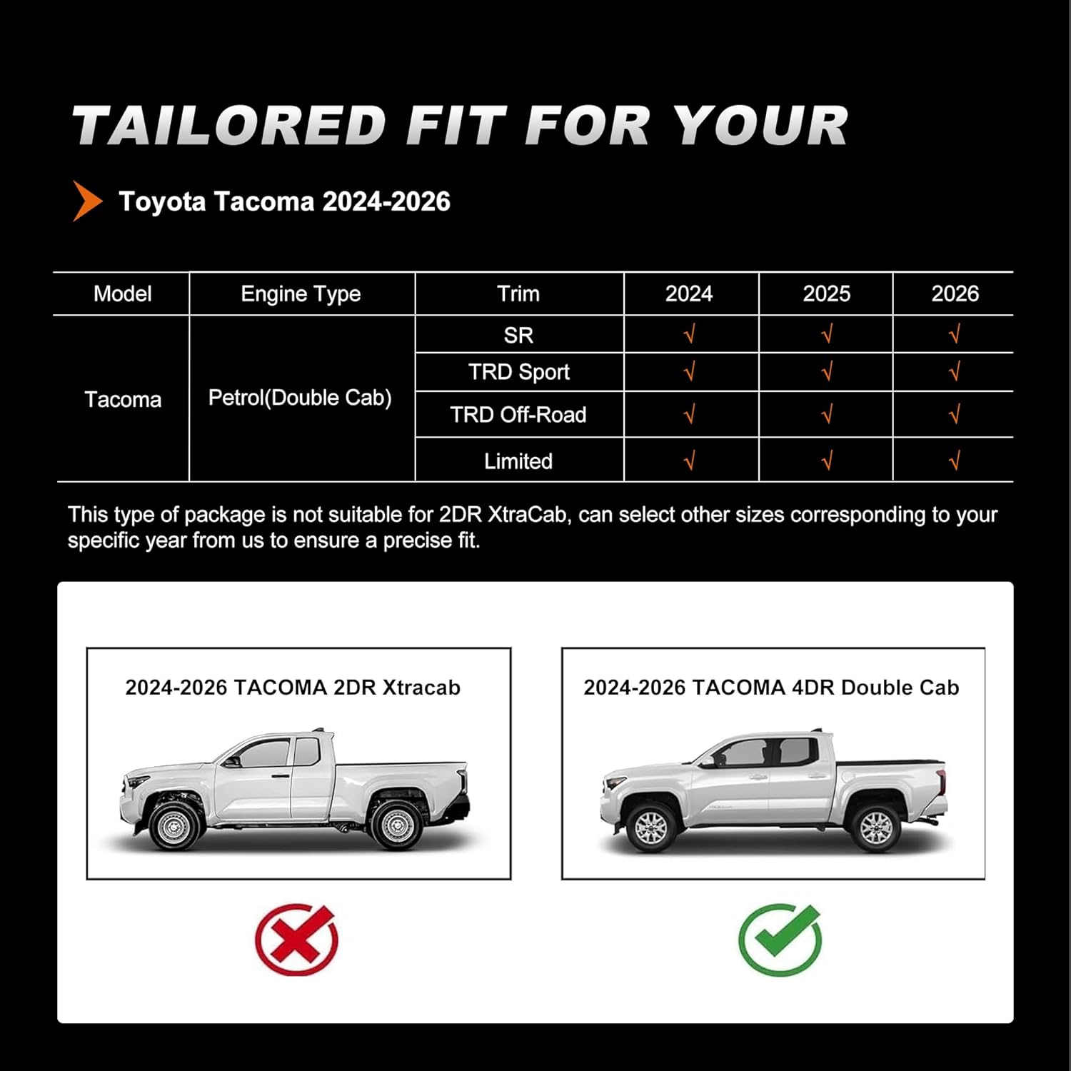 AOMSAZTO Car Seat Covers for Toyota Tacoma 2024 2025 2026 Double Cab SR,SR5,TRD Sport,TRD Off-Road,Limited, Custom Fit Full Set Faux Leather (Petrol, Black)