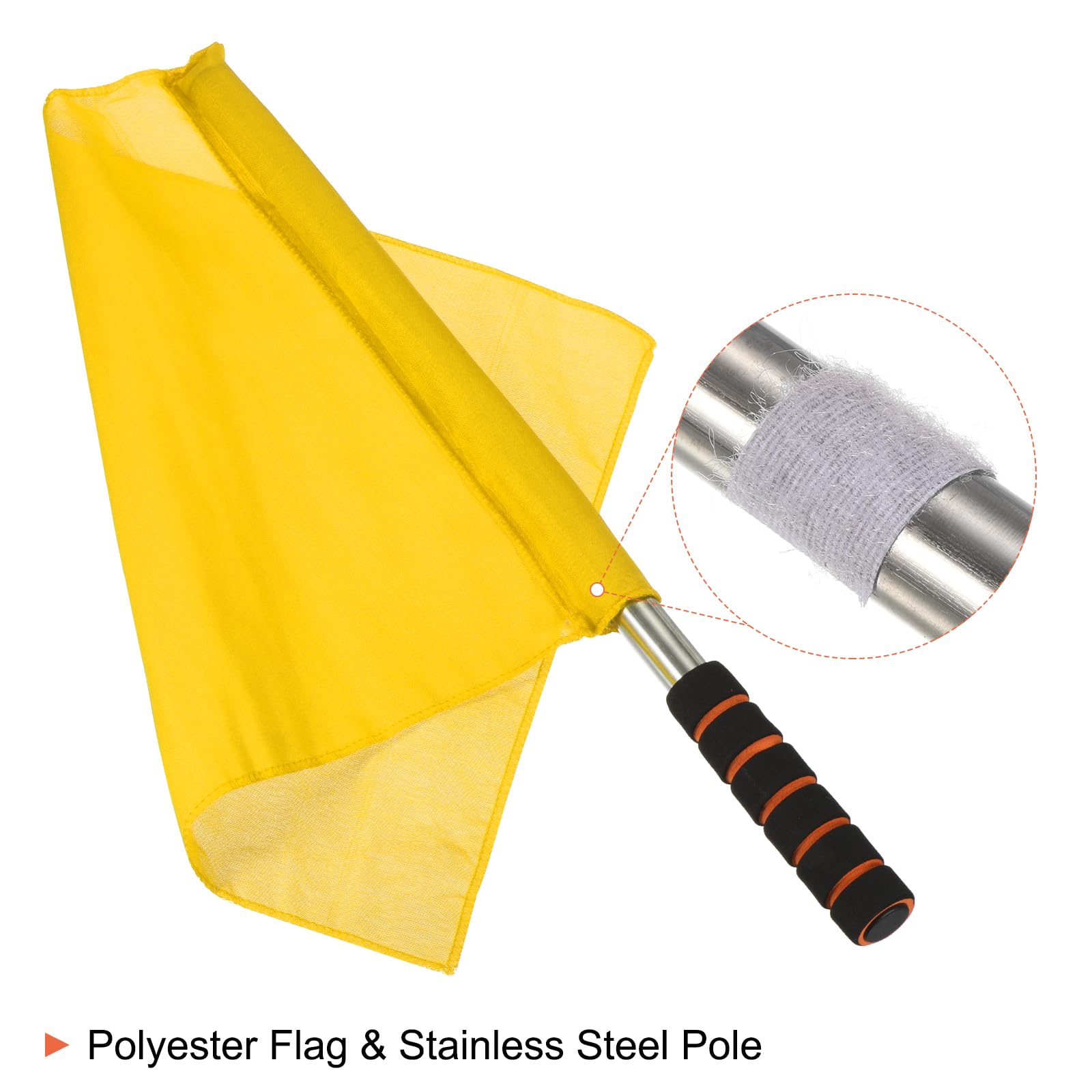 PATIKIL Arbitre Drapeau Inox Acier Poteau Éponge Poignée pour Piedball Football Piste et Terrain Sports Lignesman Commandement Main Signal Jaune