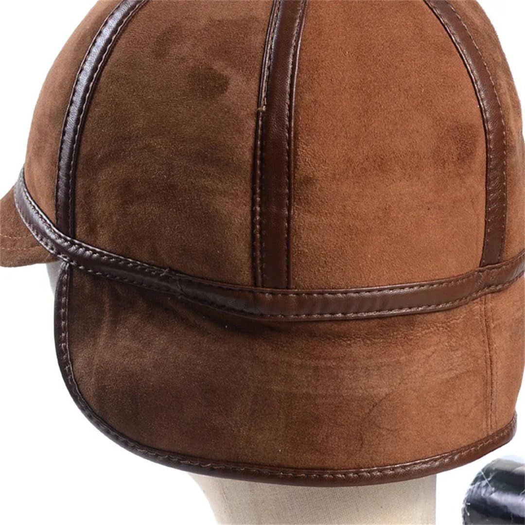 Gorra rusa de ala pequeña para hombre, 100% piel auténtica, cálida, para invierno, estilo newsboy