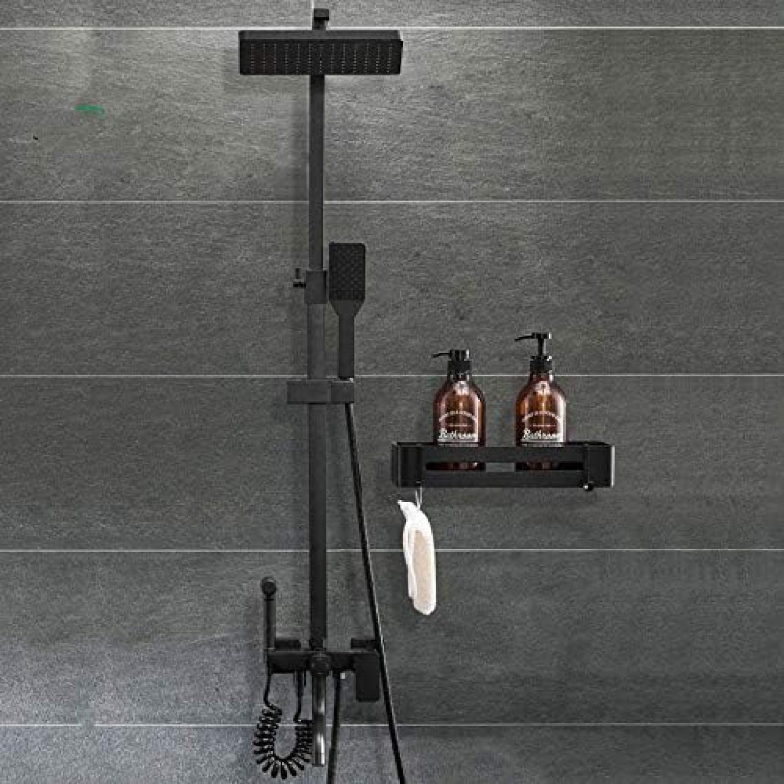 Douche noire en métal plaqué style européen et colonne en cuivre