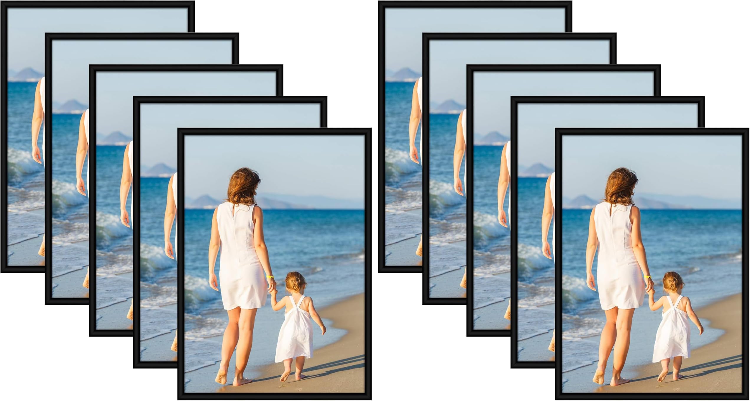 Alishomtll Bilderrahmen DIN A3 Bilderrahmen 5er Set, 29,7x42 cm, Fotorahmen Kunststoffrahmen Posterrahmen Set aus bruchsicherem Plexiglas zum Aufhängen für Mehrere Bilder Fotos Schwarz (Packung mit 2)