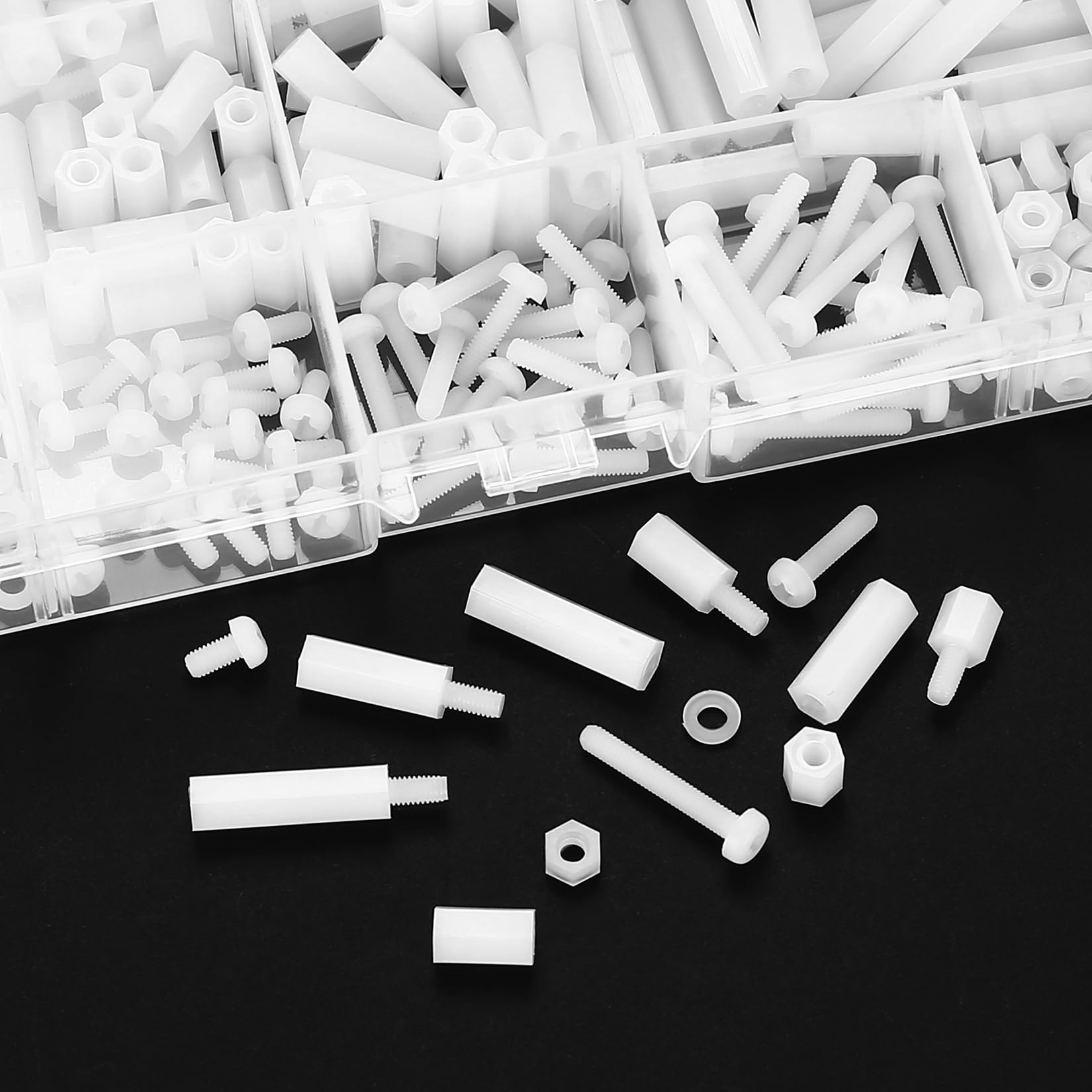 Produktbild von M3 Nylon Sechskantkopfbolzen (3 Mm) Im 10er Set – Inkl. Muttern & Unterlegscheiben, Ideal Für Leichte Montagen
