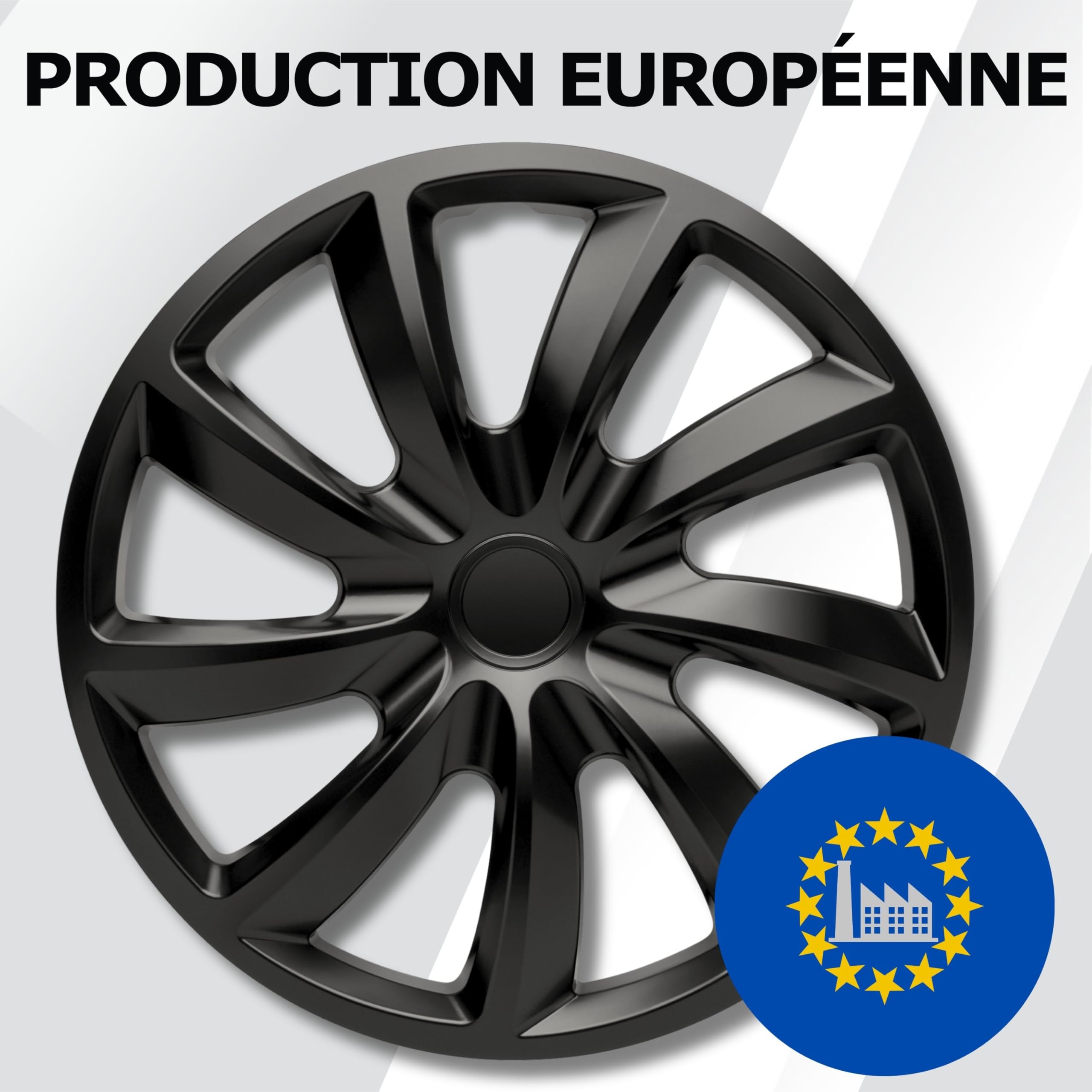 Enjoliveurs de Roue 16 Pouces Noir Jeu de 4 Aqua pour Jantes Acier | Cache-roue & couvre-jante, résistant à la corrosion et aux intempéries, pose facile par clip, pour la plupart des voitures