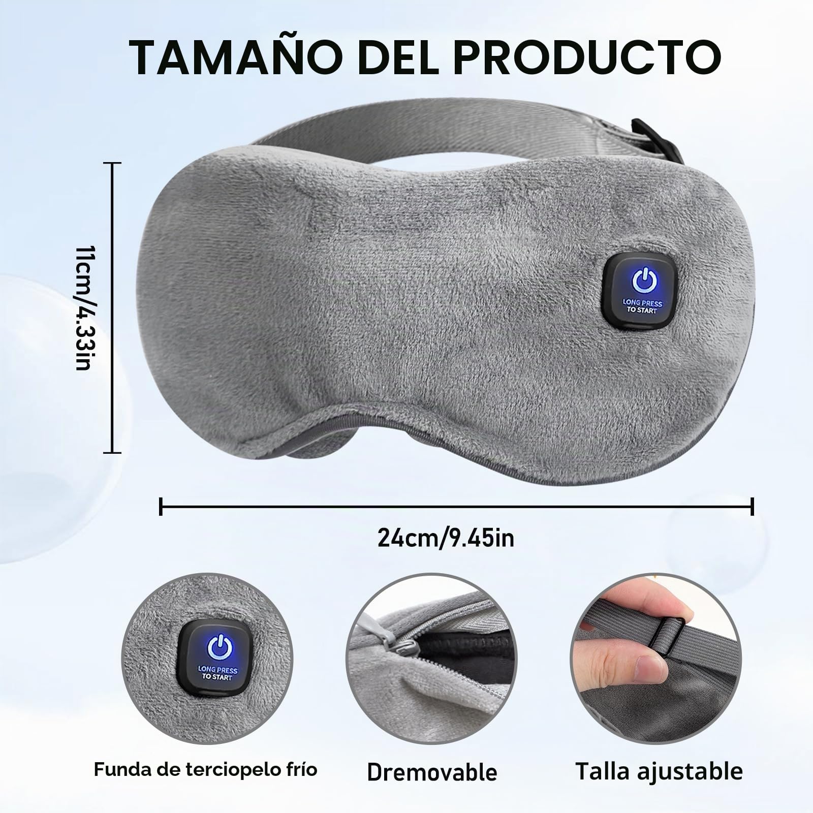 Gafas térmicas inalámbricas, con batería sin cable, gafas de calor para ojos, máscara de ojos calentada, 3 niveles de calor, eléctricas, funda lavable, viajes, para ojos secos y mejor sueño