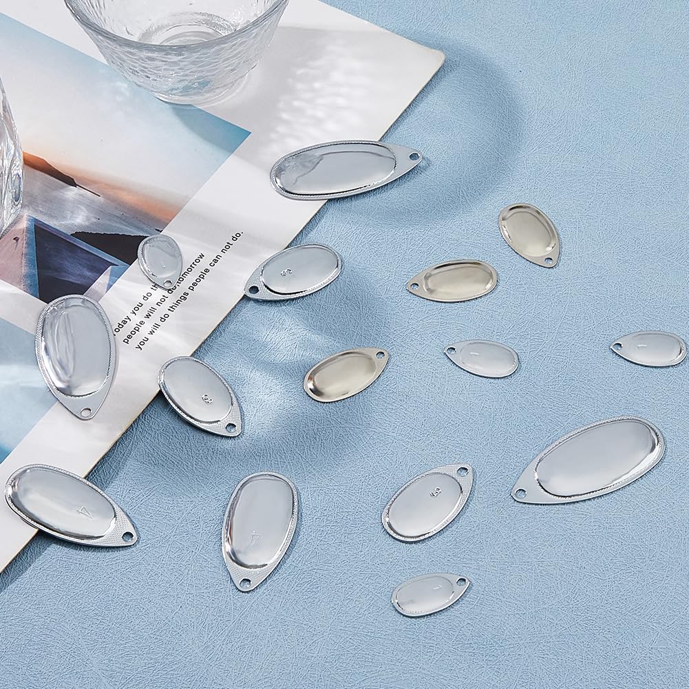 SUPERFINDINGS 60 Pezzi 5 Misure Lame Girevoli Platino Spin Blades Cucchiai Lame Lame Colorado Accessori per Esche Dure Spinner Baits Cucchiai Montature per La Realizzazione