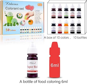 Soap Dye Soap Making Set - 10 Liquid Colors for Soap Coloring,Coal Black, Royal Blue,Chocolate Brown,Lemon Yellow,Fruit Green,Sunset Red,Sunset Yellow,Deep Pink,Super Red and Grape Violet