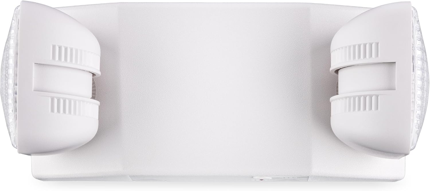 Maxlite EML-2HSQW Emergency Light LED Fixture - 2 Square Heads, Battery Backup, 120V/277V Dual Voltage, White Thermoplastic Housing, UL924 Listed, Damp Location