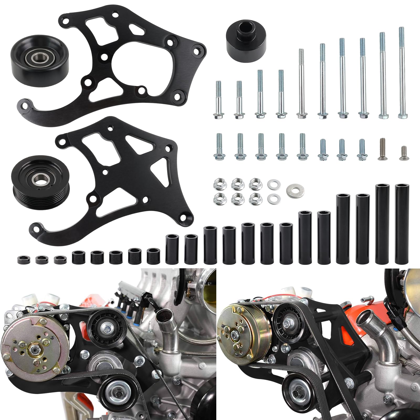 RiAiCiING LS AC Compressor Bracket Kit for Sanden 508 Compatible with Chevrolet GM LSX LS1 LM7 LR4 LQ4 L59 LQ9 LM4 L33 L92 L76 LY2 LY5 LY6 LC9 LH8 LMG L98 L99 L96 LC8 Truck SUV