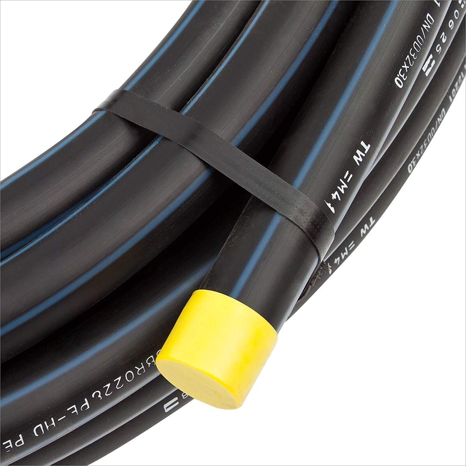 Suinga Tuberia agua potable 32mm 16 bar 50 metros | Tuberia 32 mm PE100 Alimentaria alta densidad | Tuberia Polietileno banda azul AENOR, negro