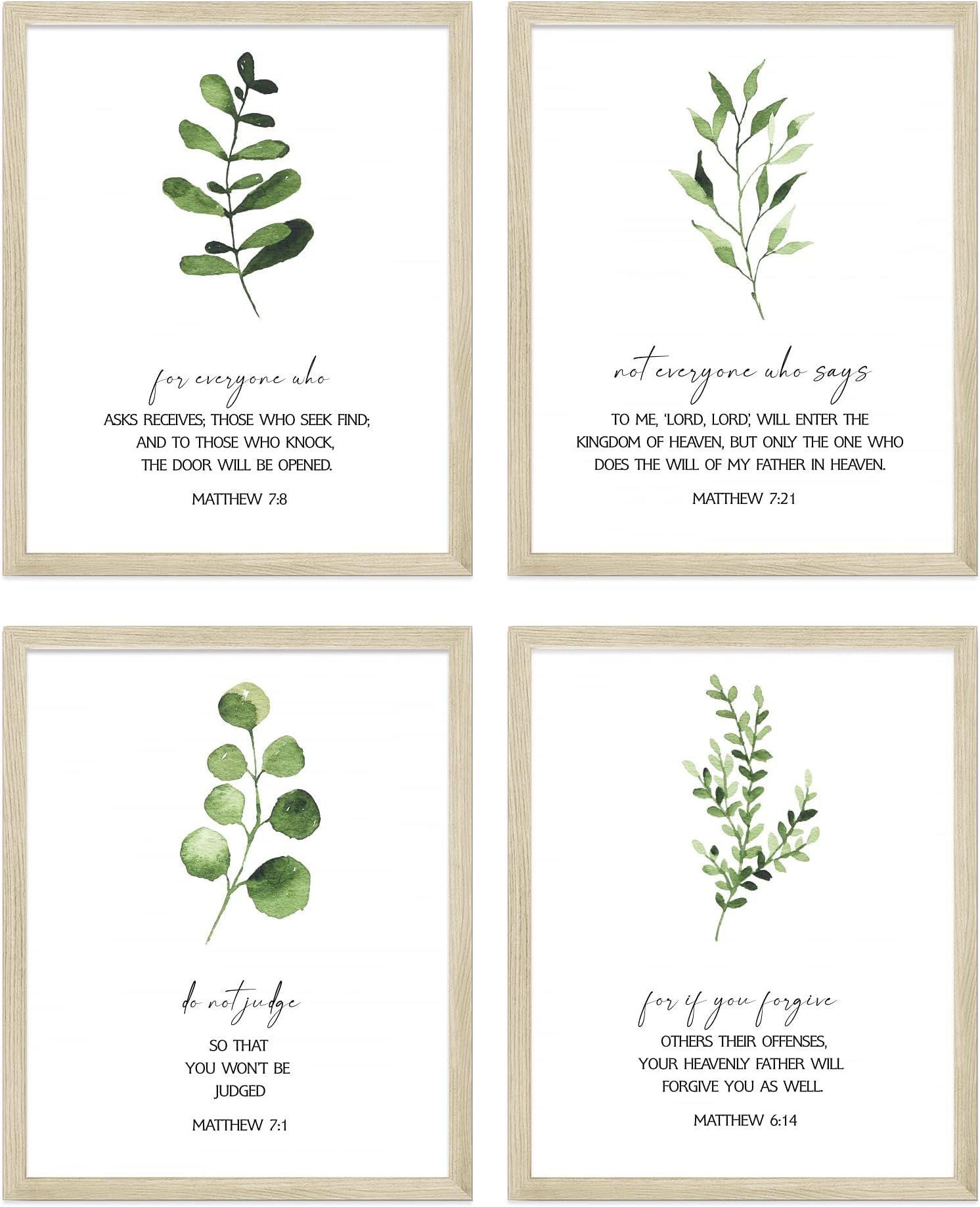 Matthew Scripture Wall Art & Christian Posters, Biblical Wall Decor - Set of 4 (8x10") UNFRAMED Bible Verse Wall Decor, Prayer Wall Decor & Christian Decorations for Home