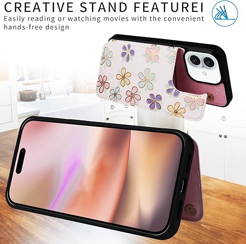 Miniatura 346 de UEEBAI Funda tipo cartera para iPhone 15 Pro Max con tarjetero, cubierta de cuero PU con soporte, bloqueo RFID, doble cierre magnético, relieve de