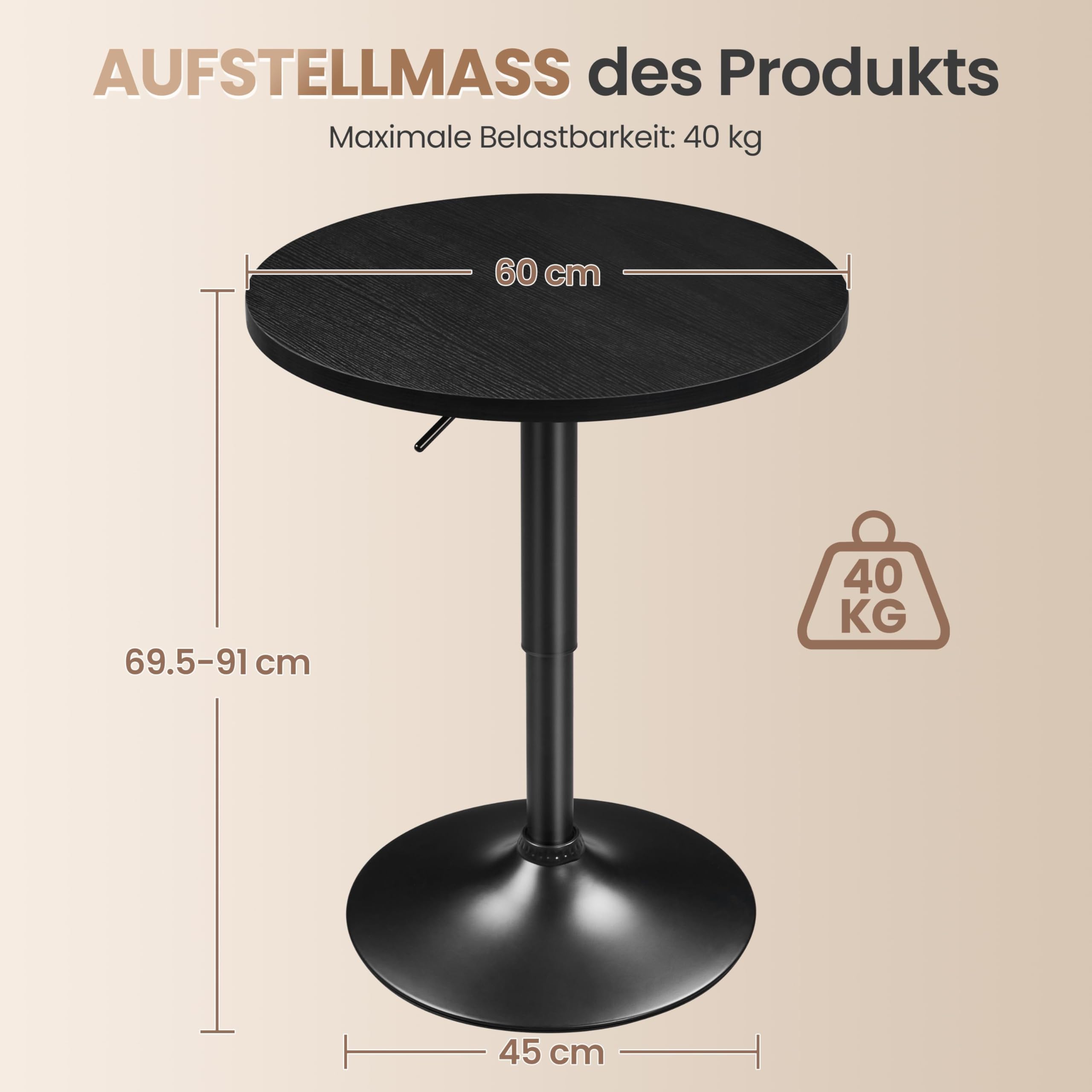 Yaheetech Runder Bartisch | Höhenverstellbar 69,5 91 cm | Stehtisch Bistrotisch 360° Drehbar | Tisch Partytisch 60cm | Multifunktional Empfangstisch für Zuhause/Club/Pub | Rostbraun Yaheetech Runder Bartisch | Höhenverstellbar 69,5 91 cm | Stehtisch Bistrotisch 360° Drehbar | Tisch Partytisch 60cm | Multifunktional Empfangstisch für Zuhause/Club/Pub | Rostbraun