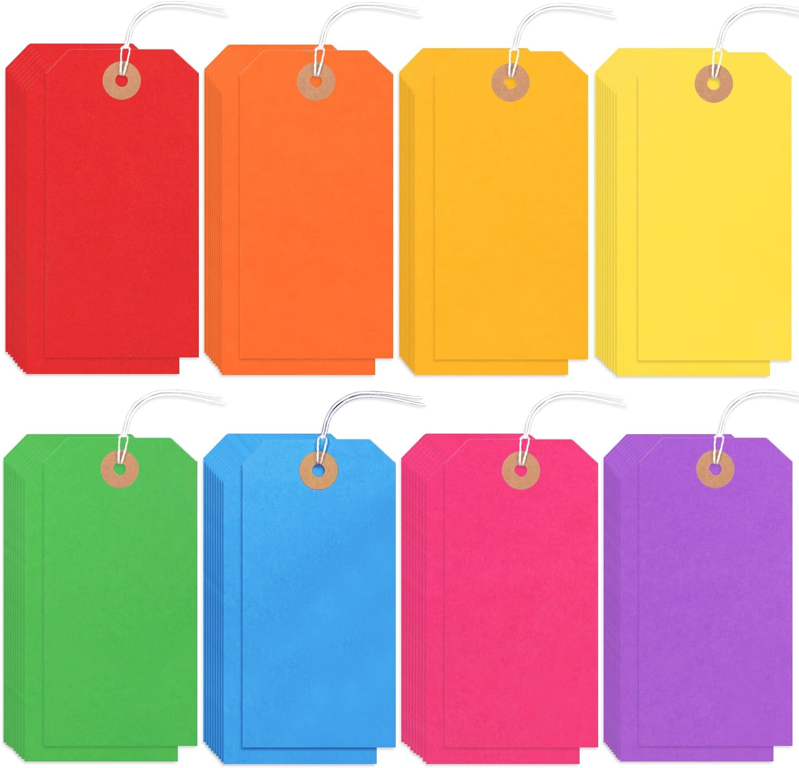 120PCS Blank Shipping Tag, 4 3/4 x 2 3/8 inches Manila Label Tags with String Reinforced Hole Writable Large Marking Hang Tags with Wire (Rainbow)