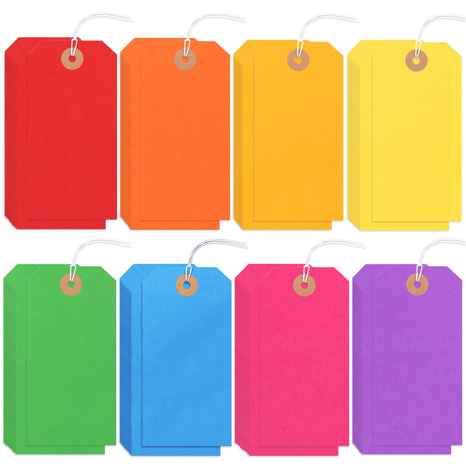 120PCS Blank Shipping Tag, 4 3/4 x 2 3/8 inches Manila Label Tags with String Reinforced Hole Writable Large Marking Hang Tags with Wire (Rainbow)